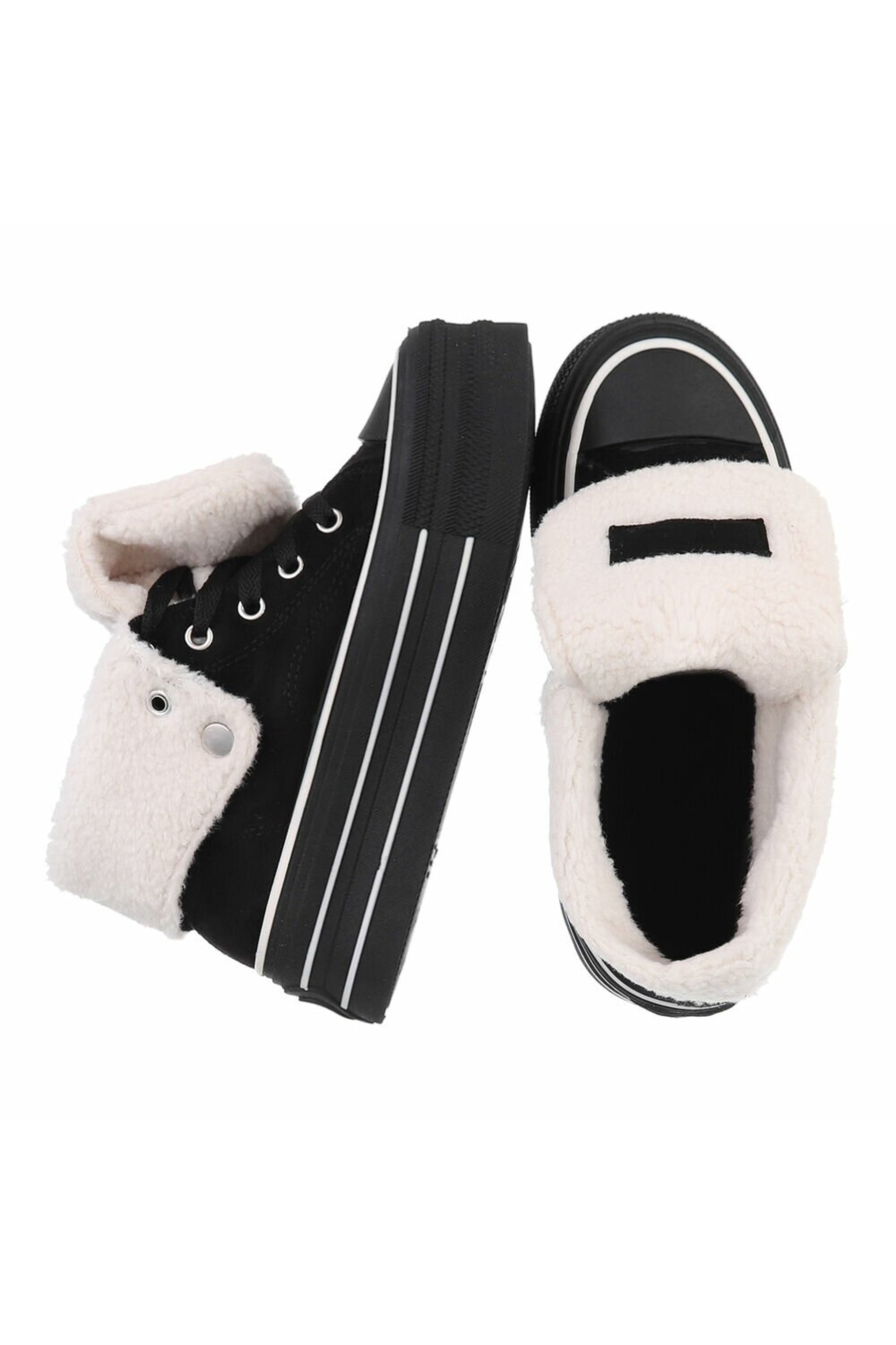 Teddy High-Top Plateau Sneaker in schwarz