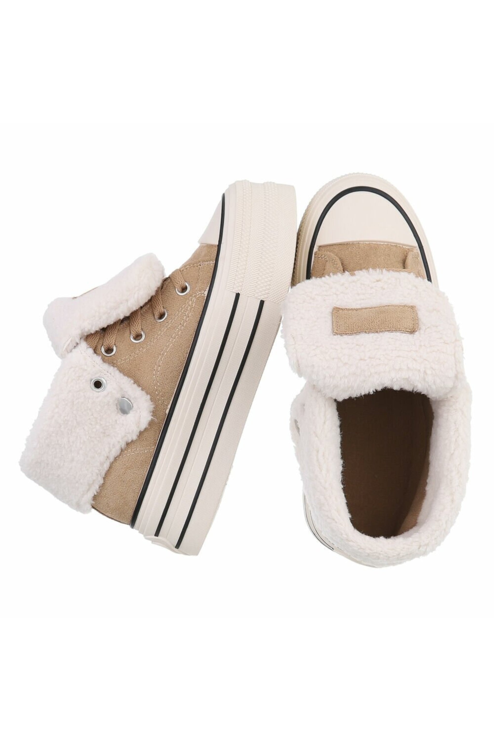Teddy High-Top Plateau Sneaker in camel