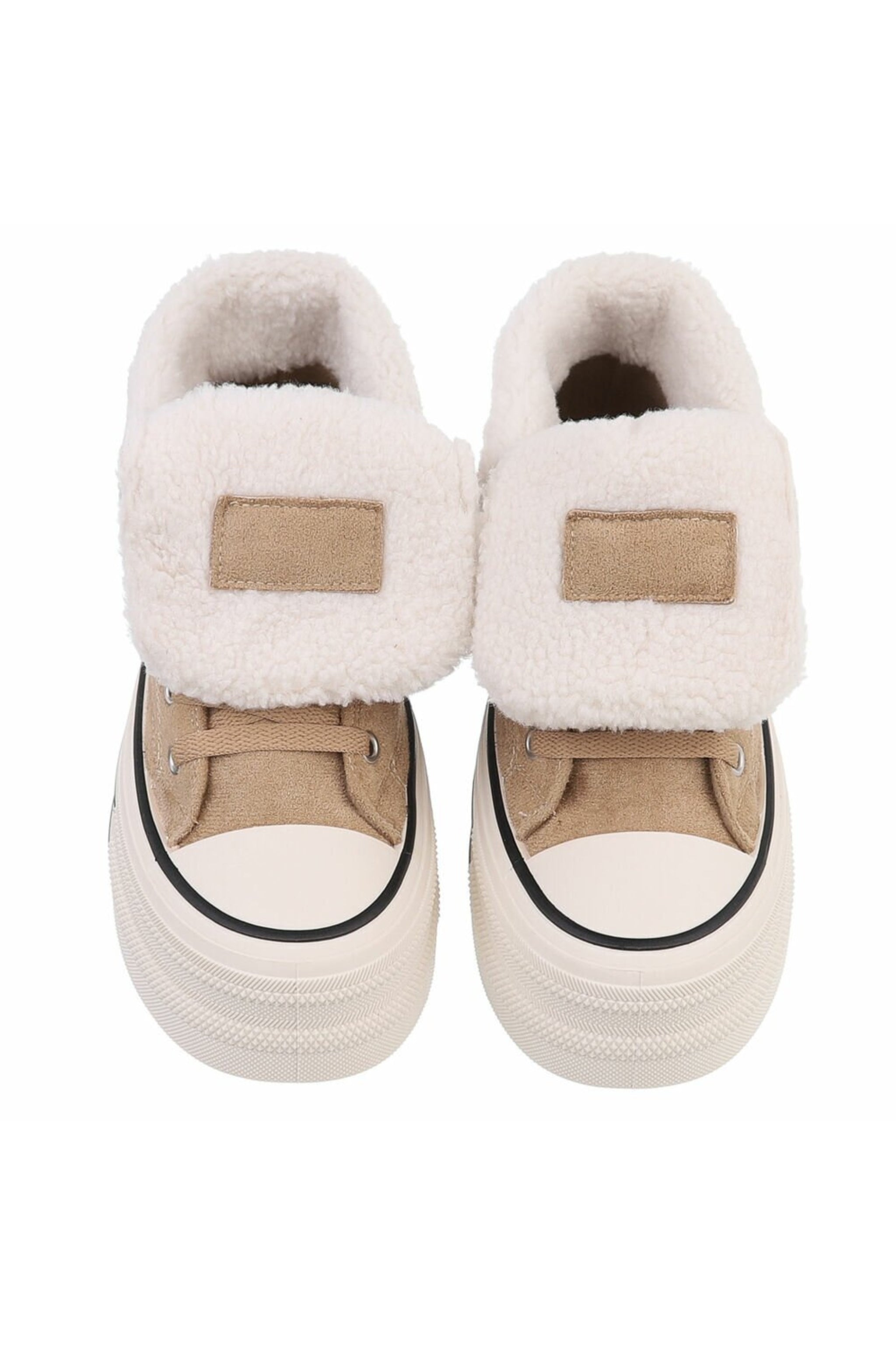 Teddy High-Top Plateau Sneaker in camel