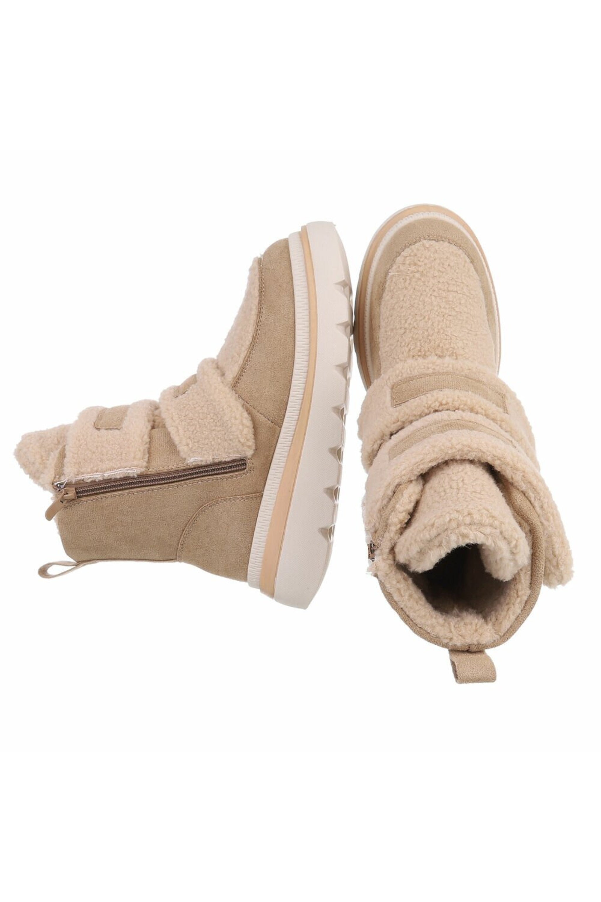 Teddy Stiefel mit Klett, beige