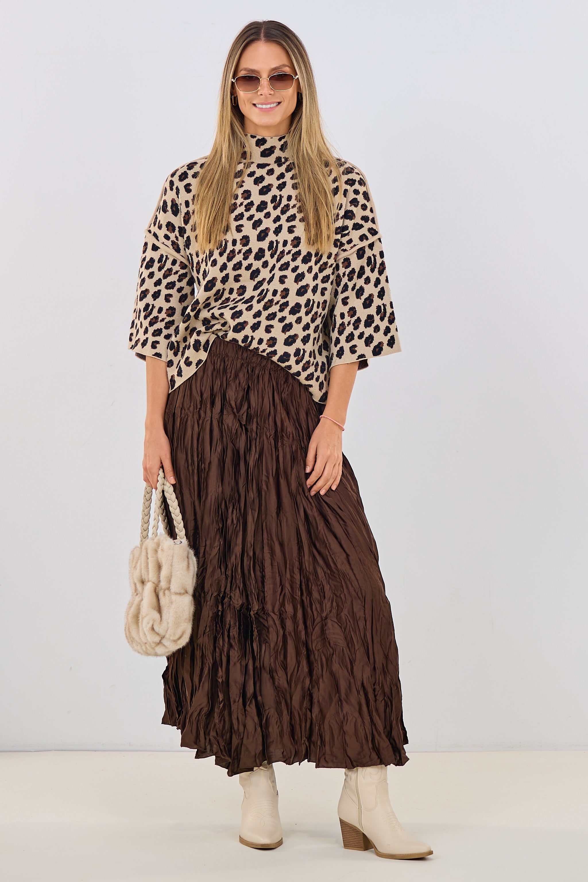 Rock im Knitterlook, schoko