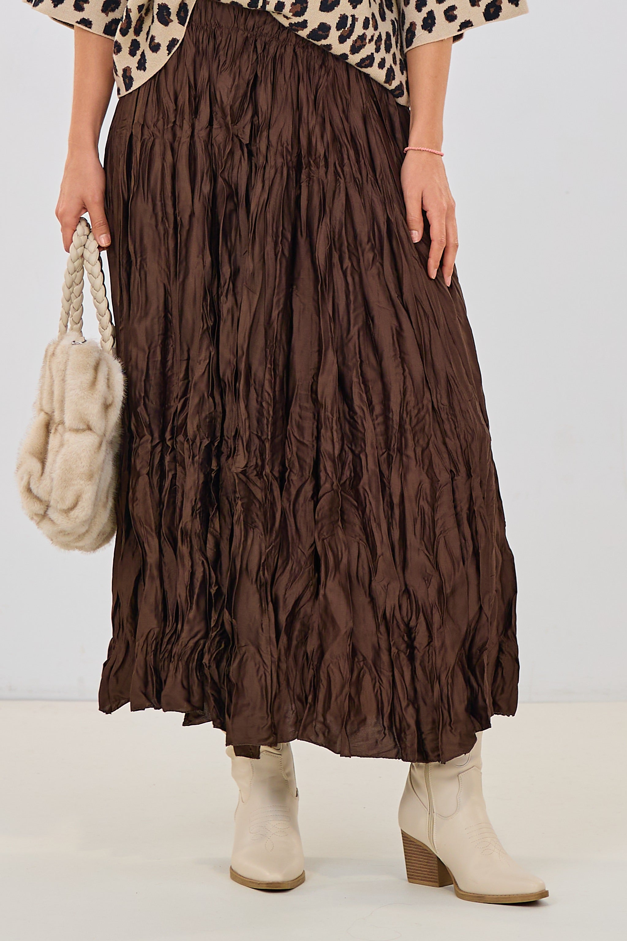 Rock im Knitterlook, schoko