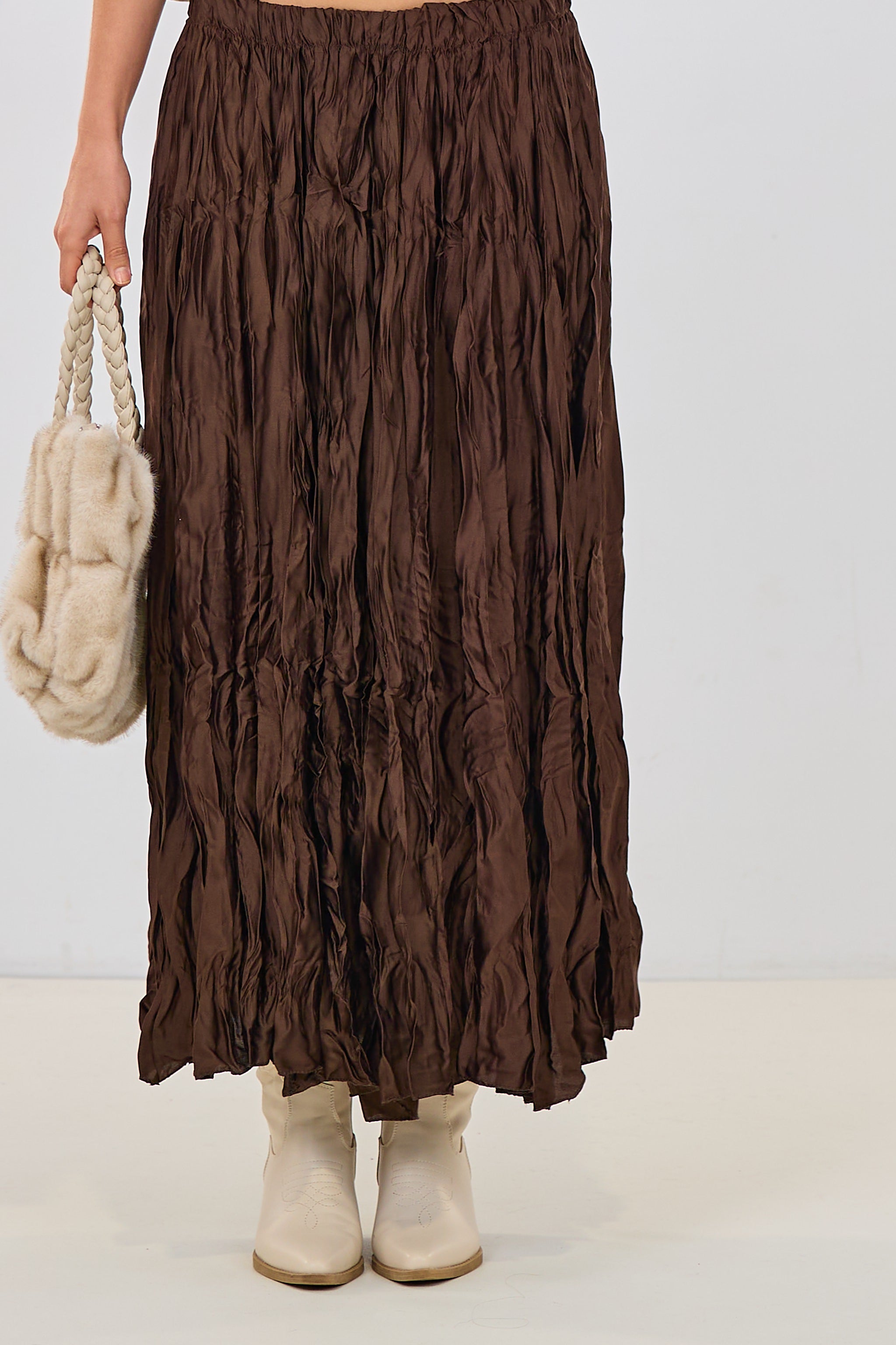 Rock im Knitterlook, schoko