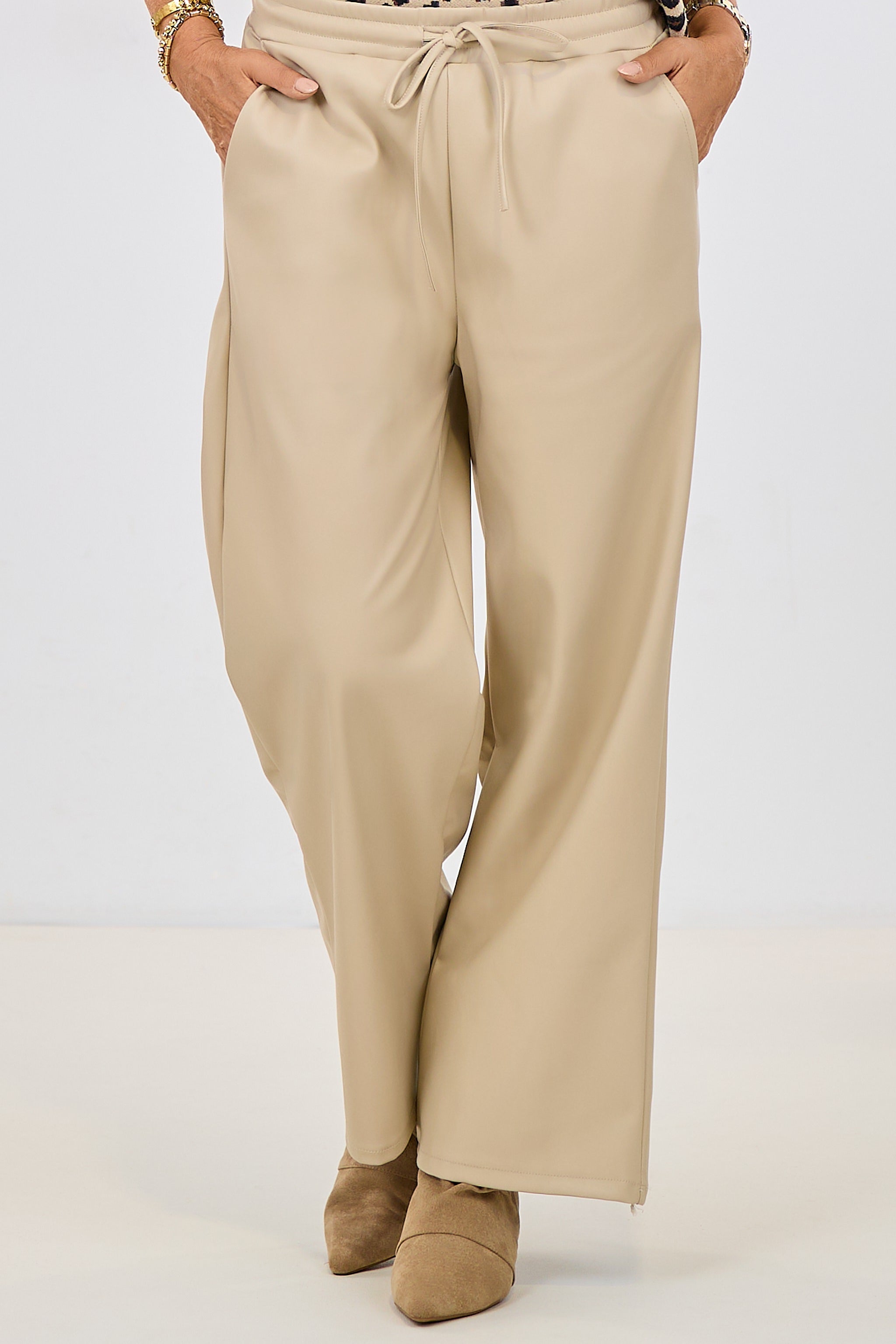 Kunstleder Hose, beige