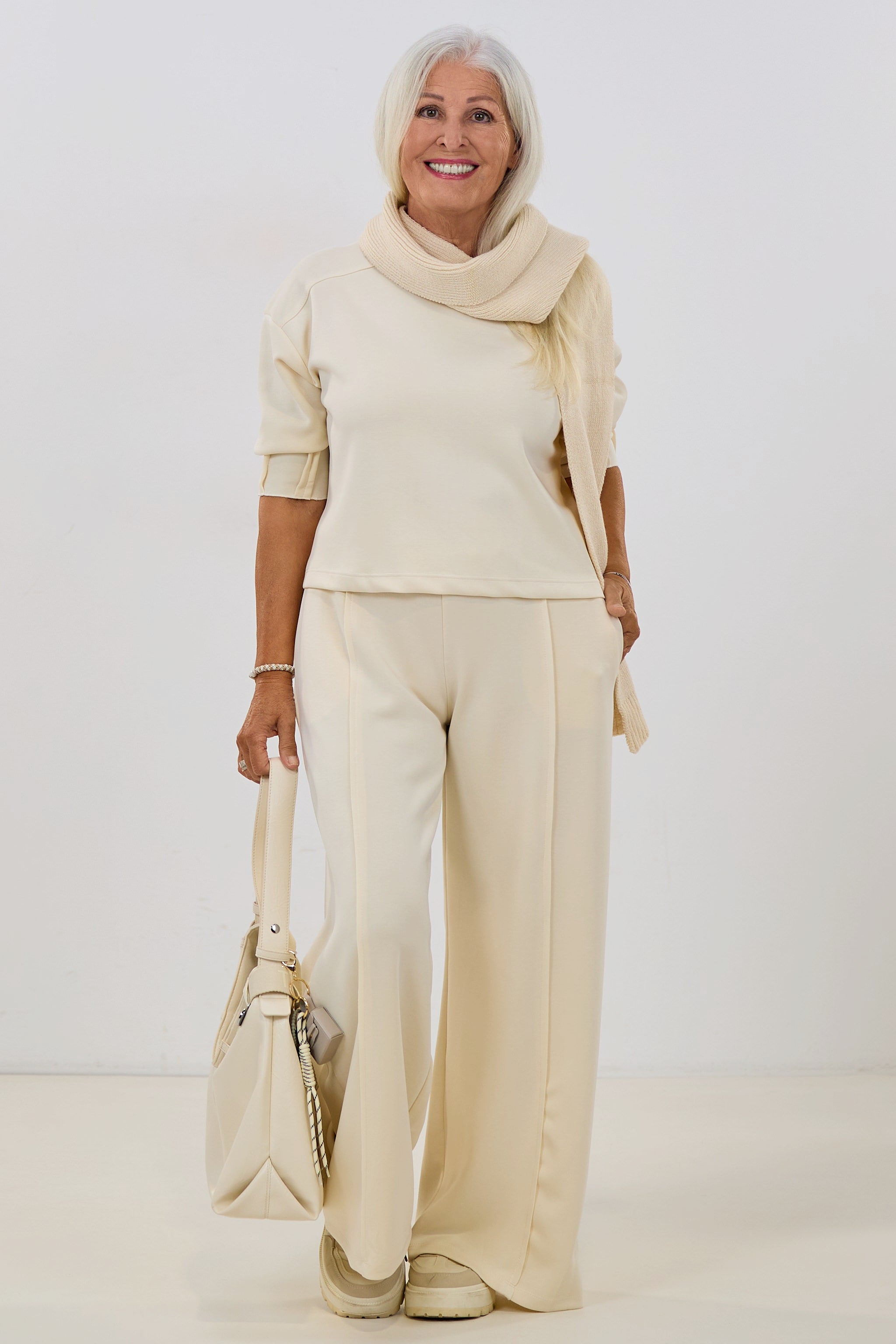 Cozy Basic Shirt mit 3/4 Arm, creme