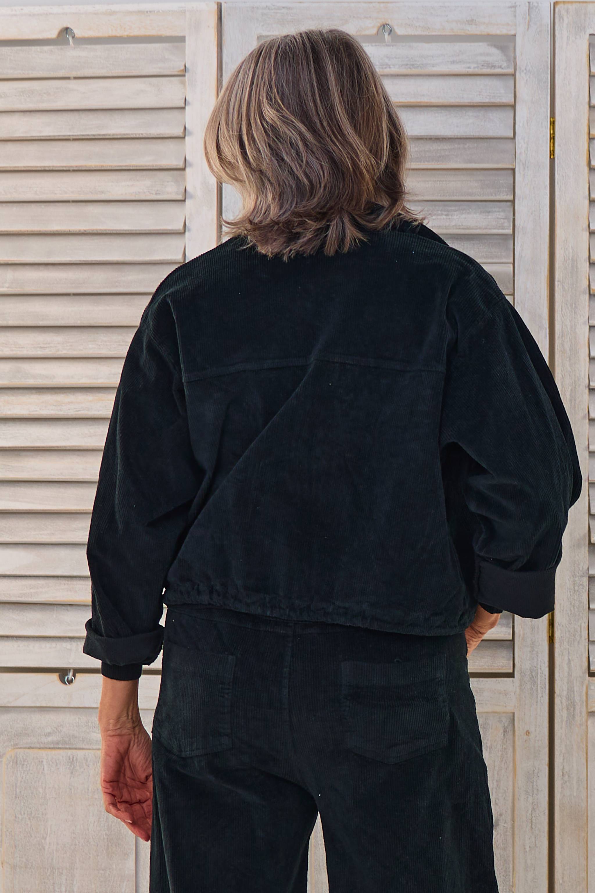 kurze Cordjacke, schwarz