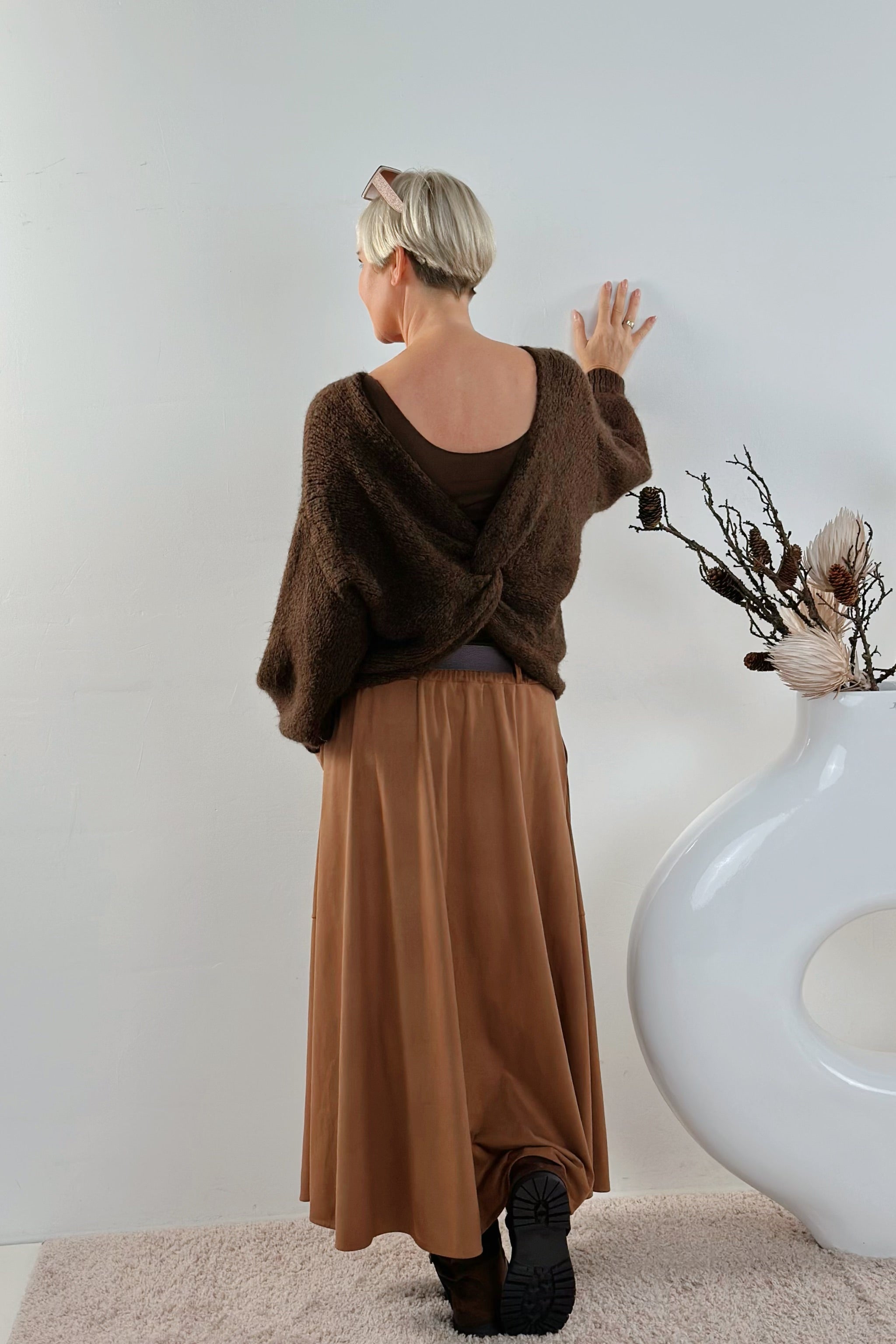 Pulli mit raffiniertem Vorderteil, braun