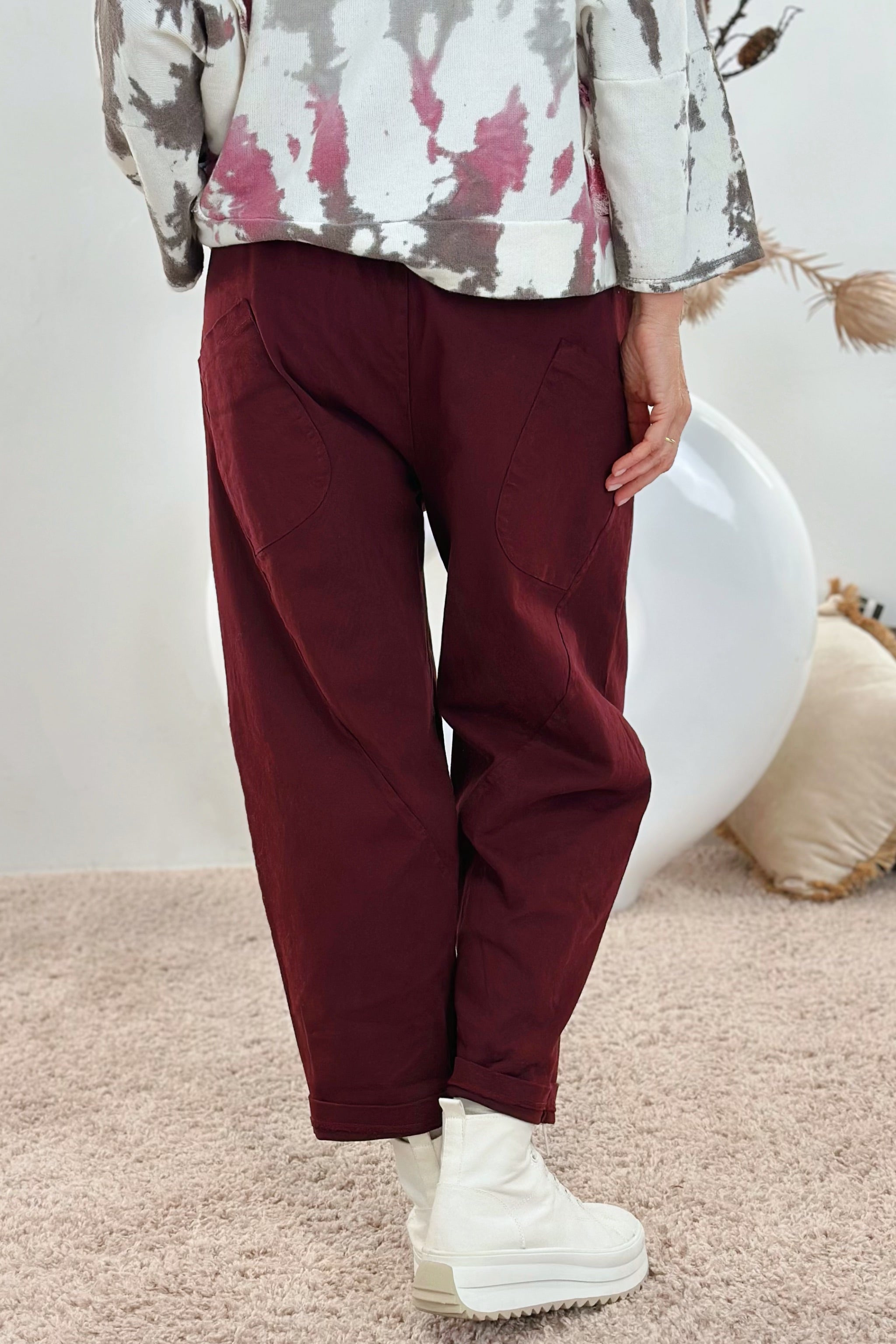 Herbstliche Balloon-Style-Hose, bordeaux