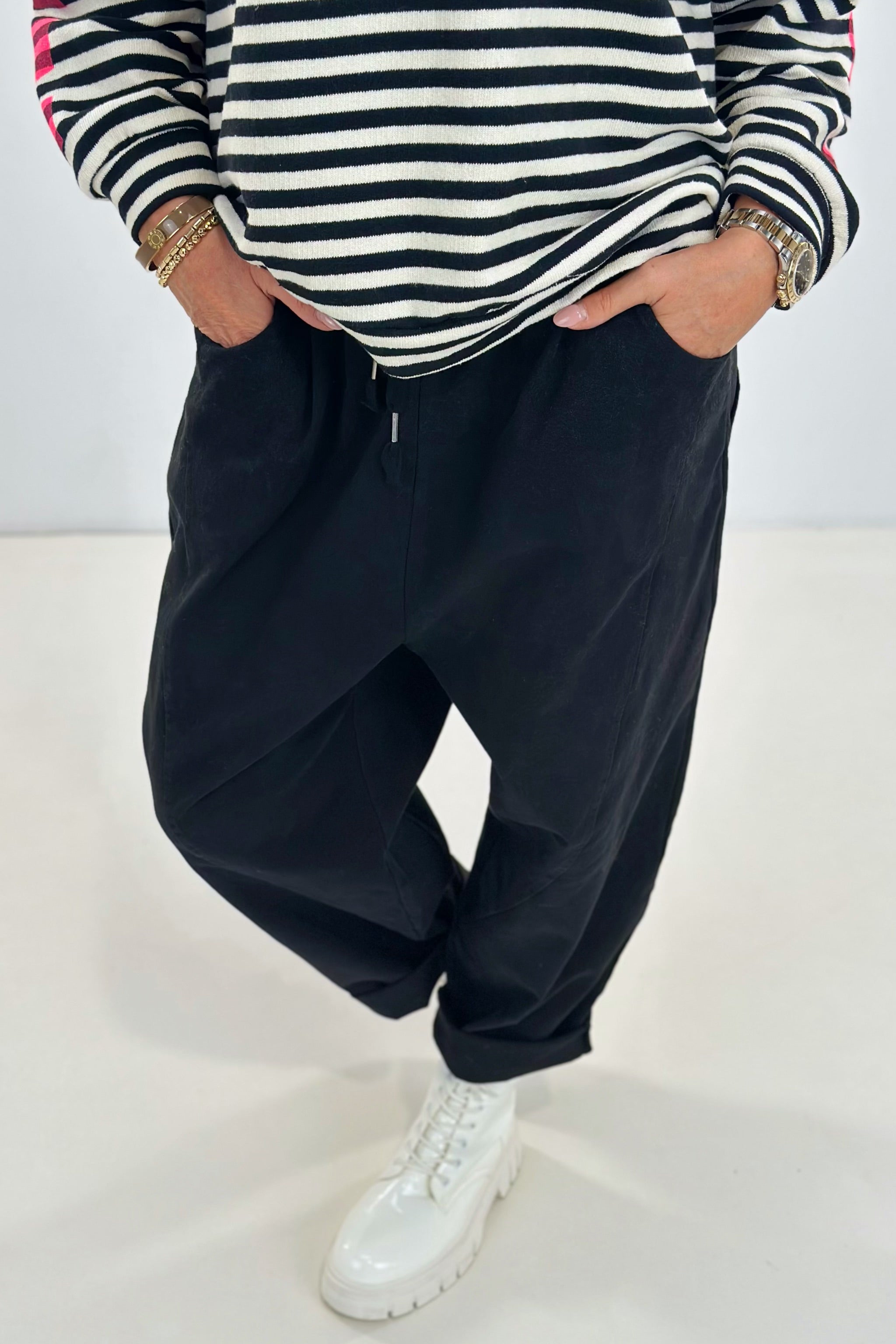 Herbstliche Balloon-Style-Hose, schwarz