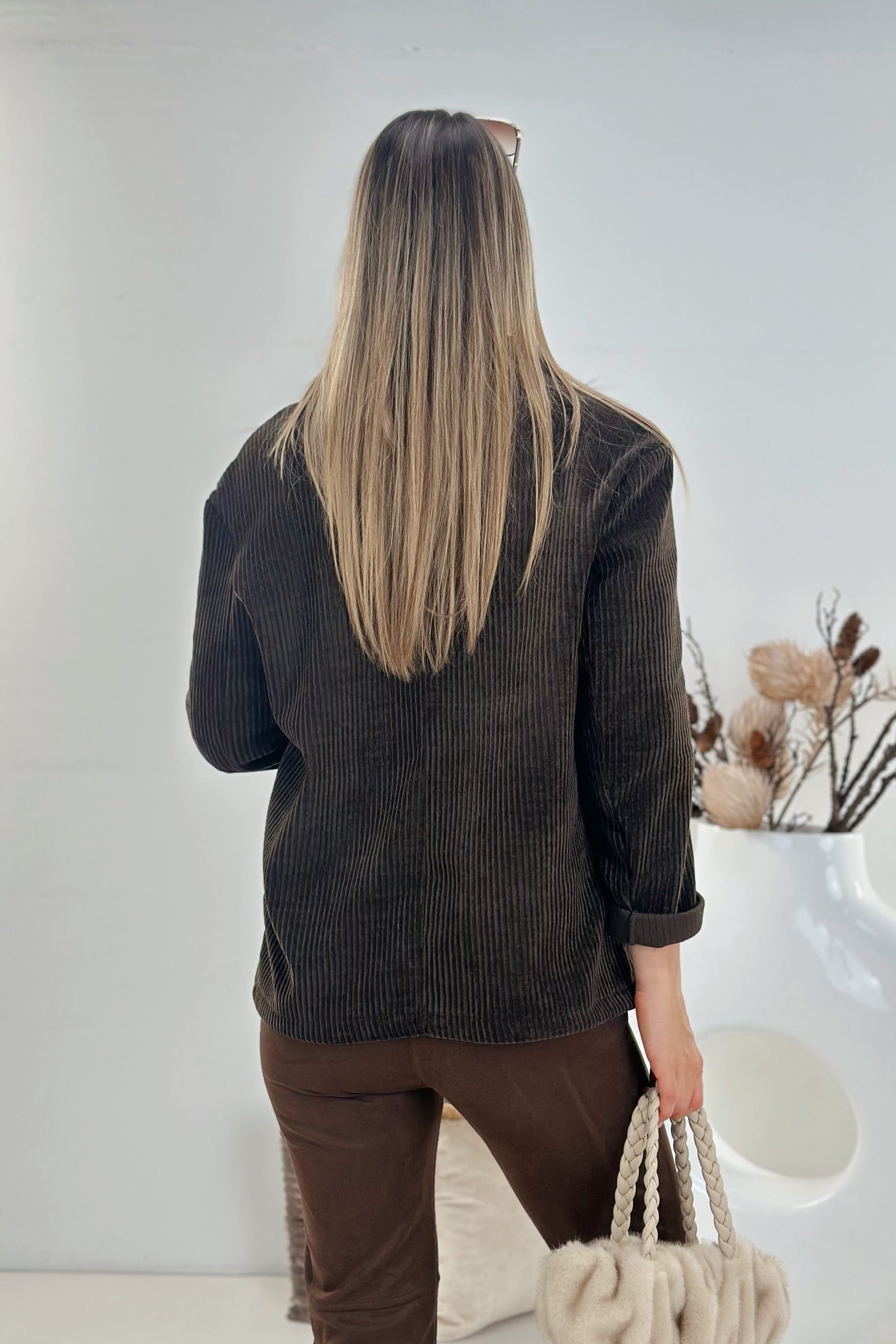 Oversized Blazer, lang, braun