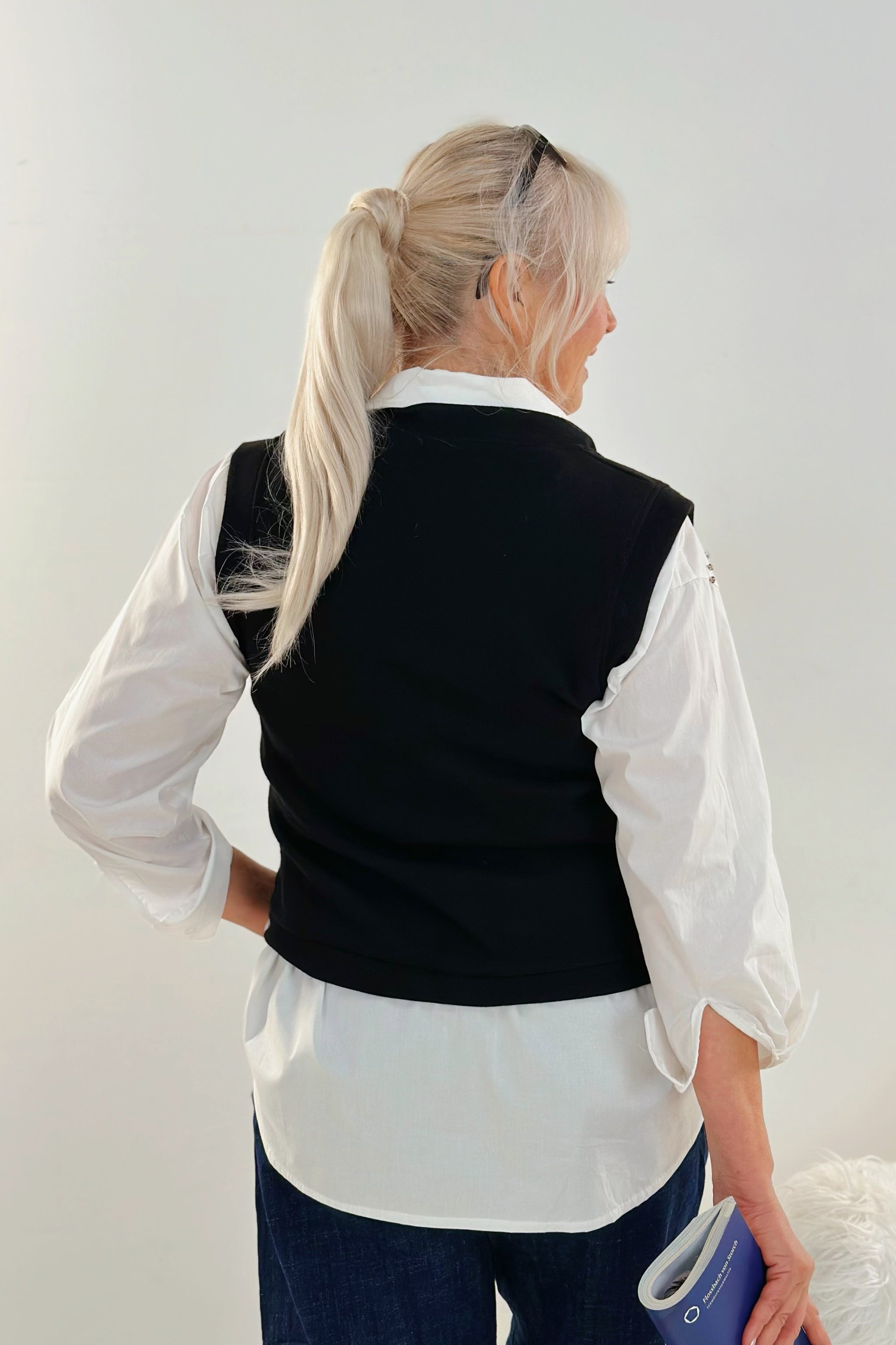 Feinstrickweste, schwarz