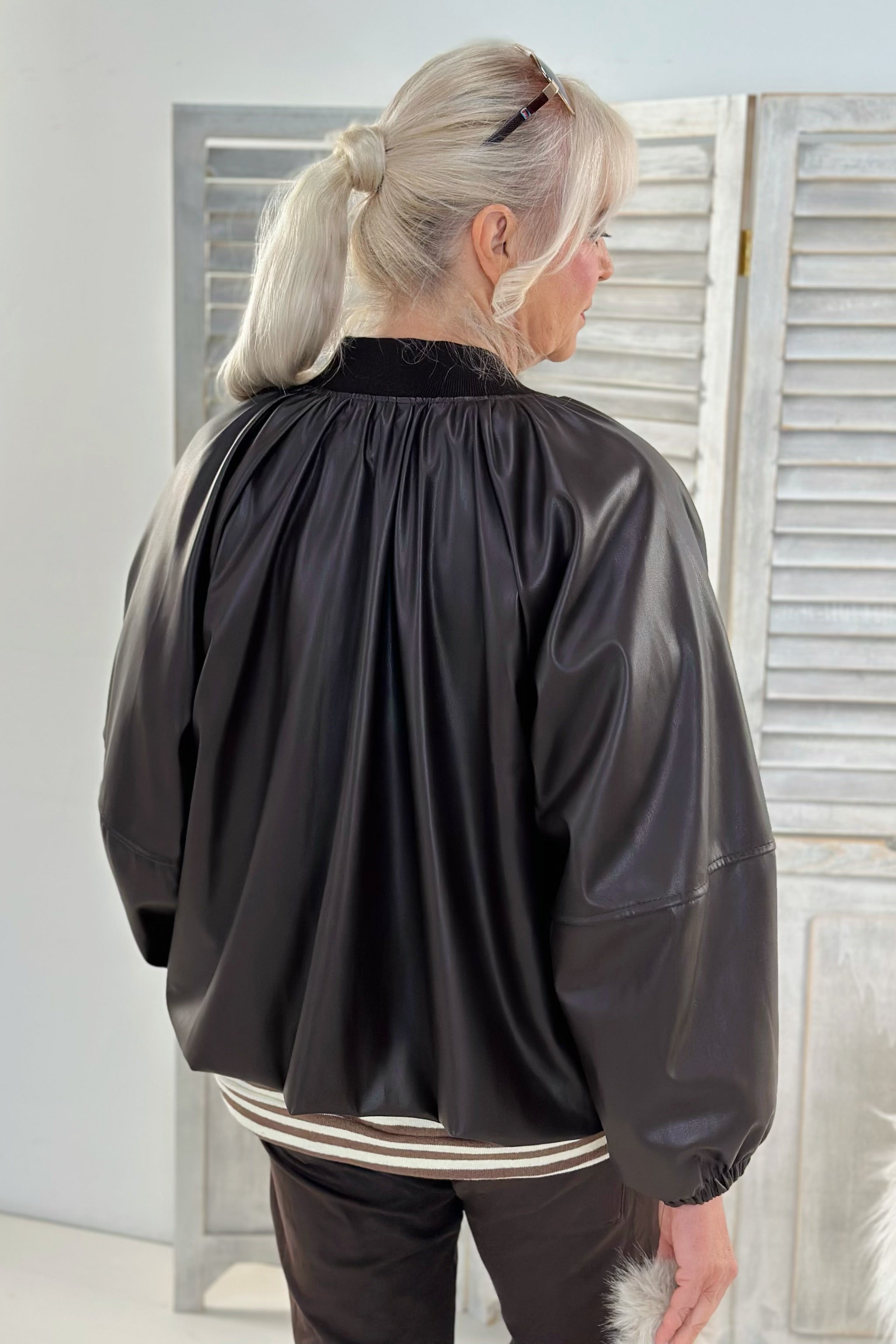 Kunstleder Blouson im Balloon-Style, braun