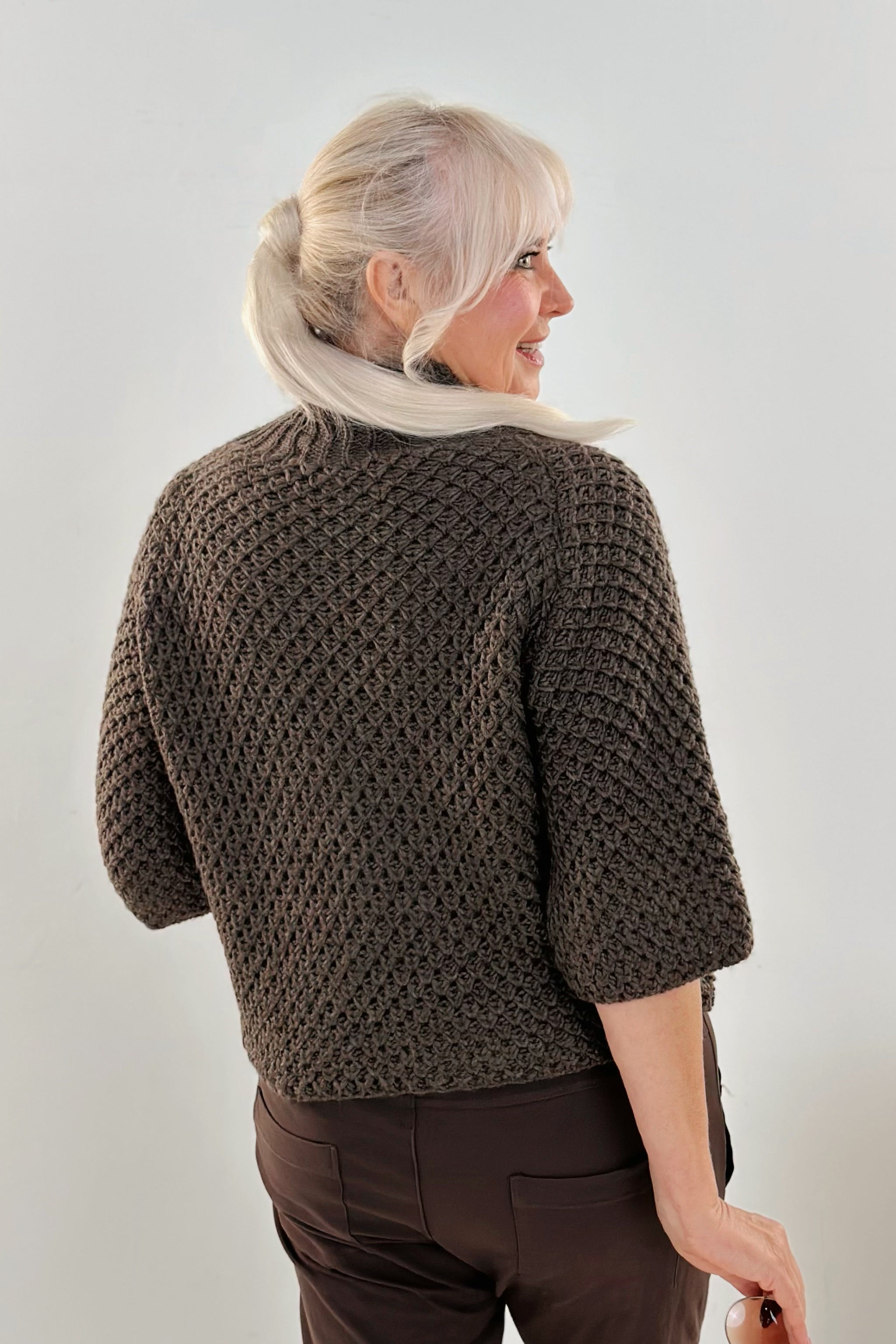 grobgestrickter Pullover mit Turtleneck, braun