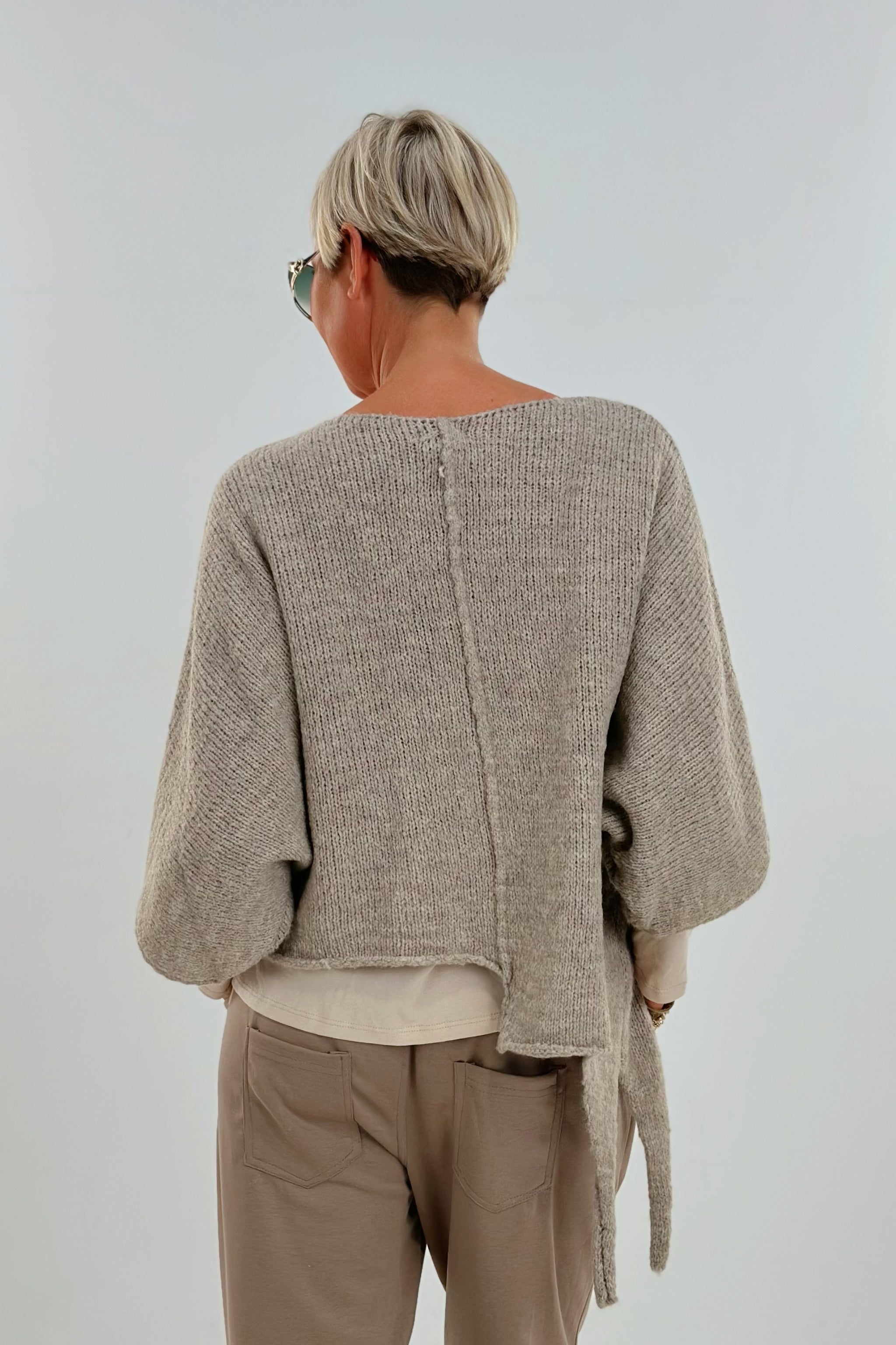 Asymmetrischer Strickpulli, beige