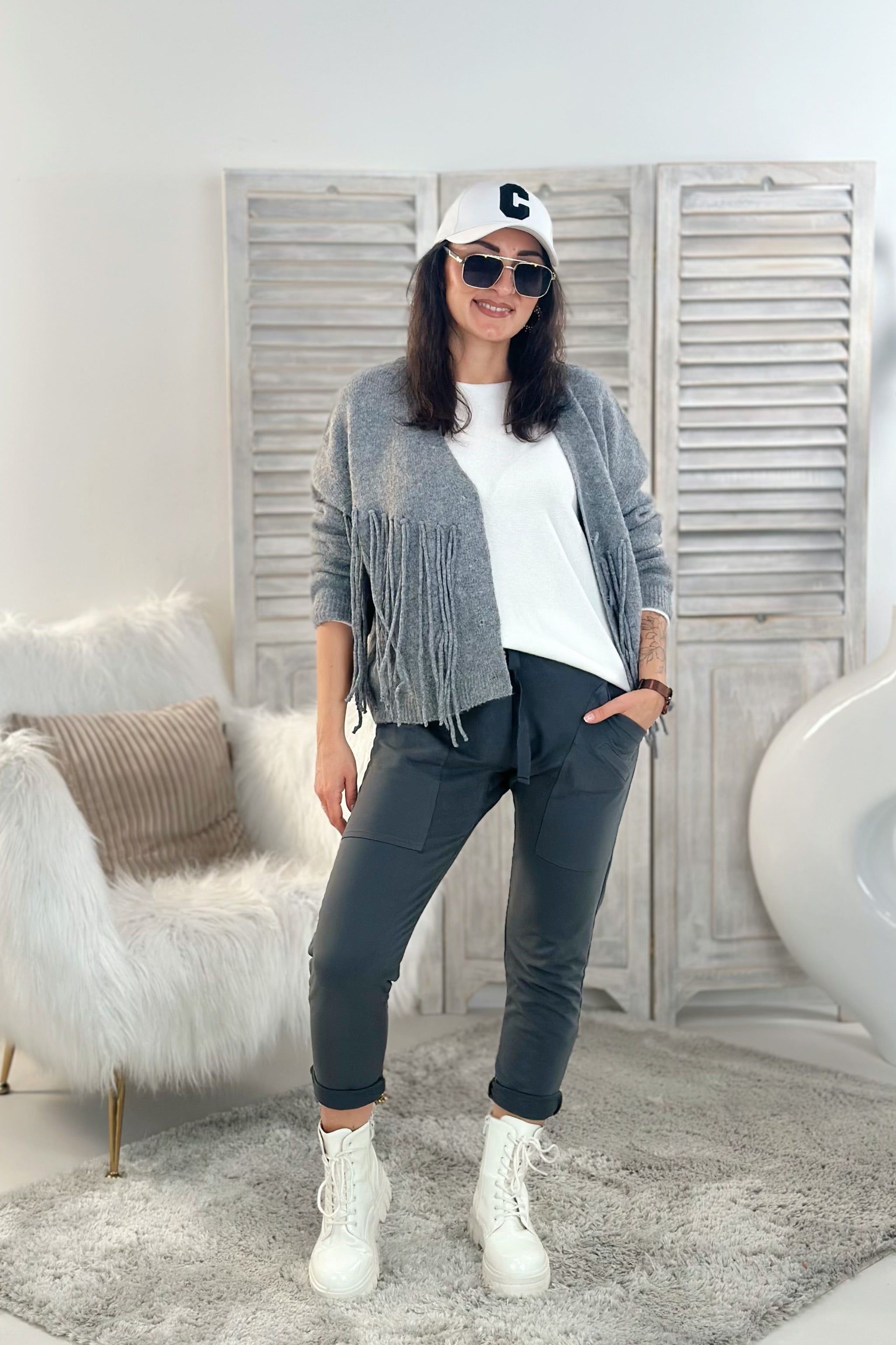 Joggpants mit großen Taschen, anthrazit