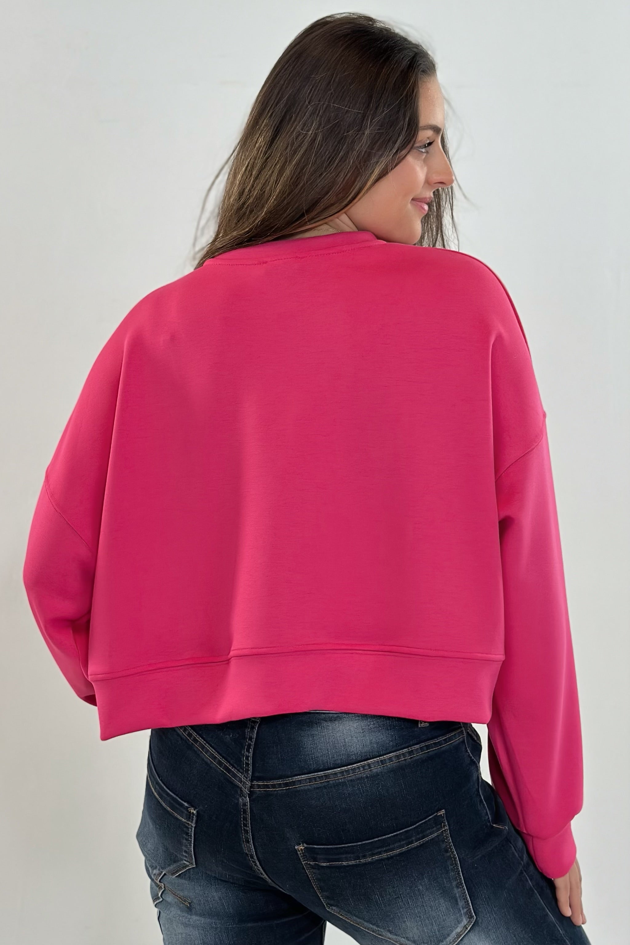 kurzes Cozy-Sweatshirt, uni pink