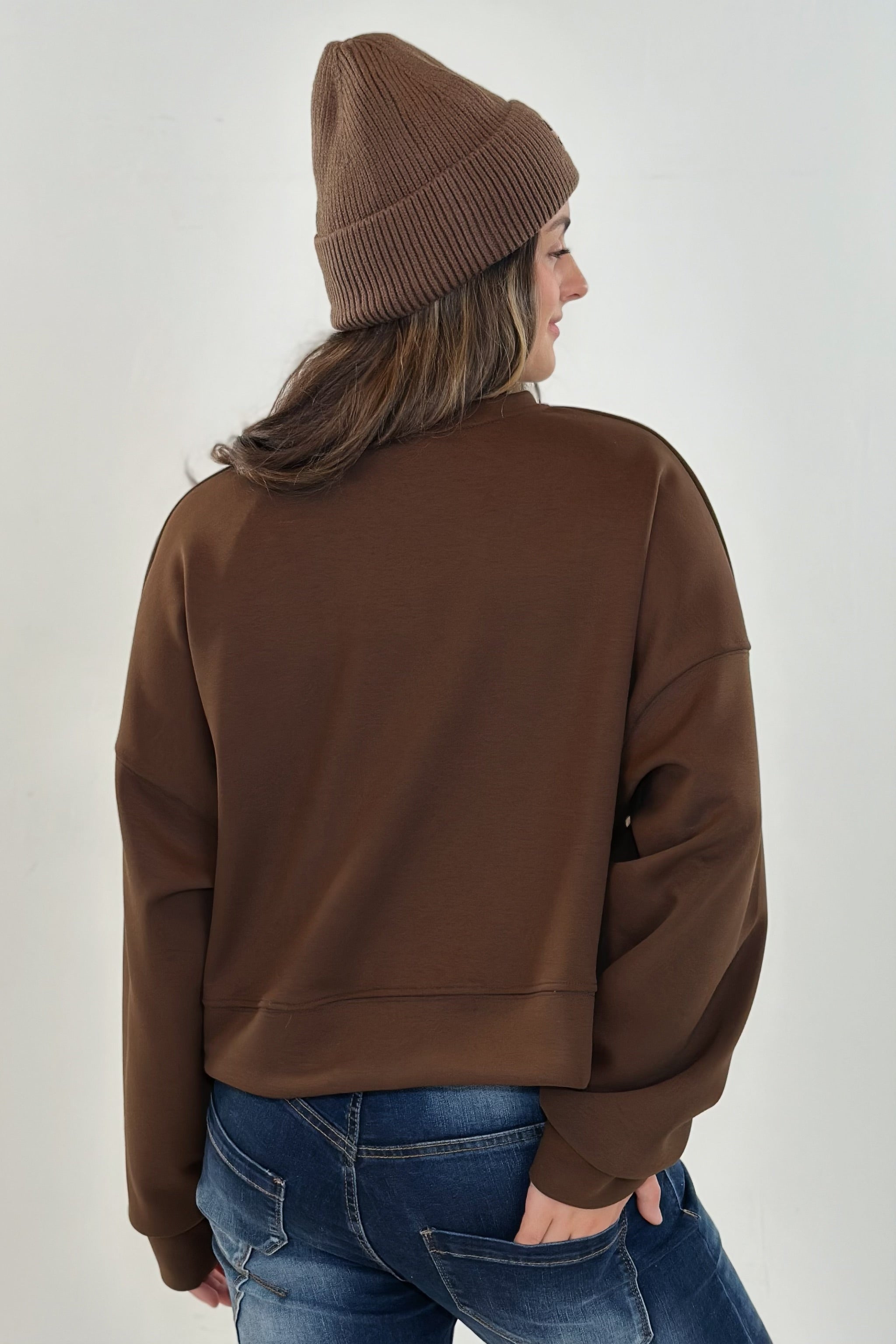 kurzes Cozy-Sweatshirt, uni braun