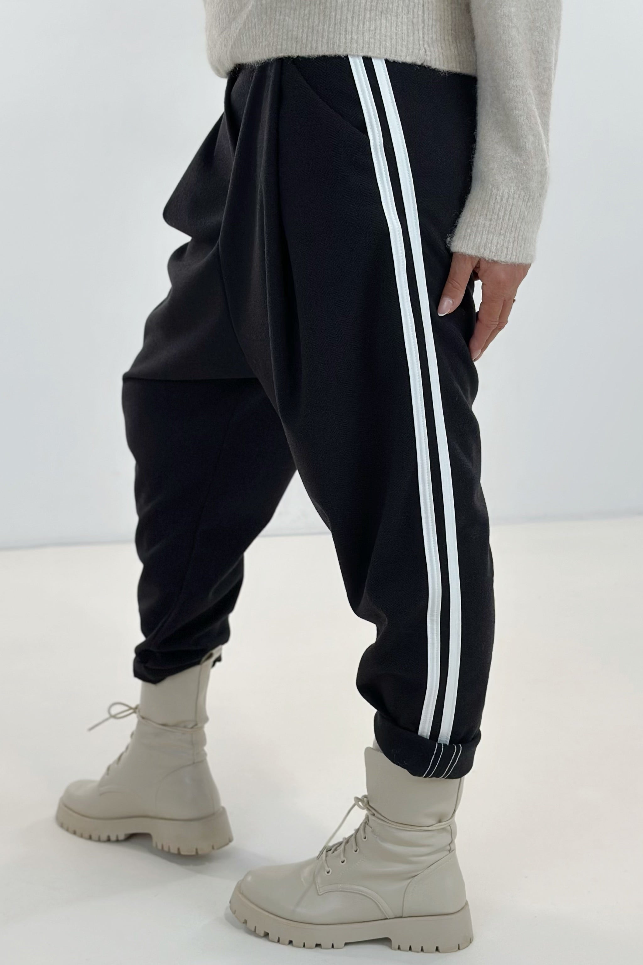 Baggy Hose Fischgrät, schwarz/anthrazit