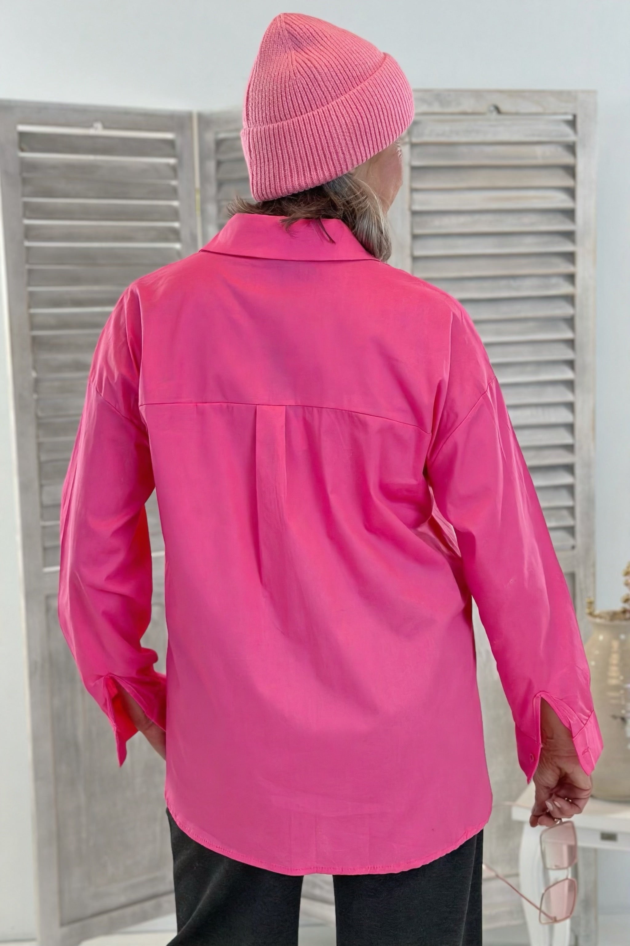 Bluse mit verdeckter Knopfleiste, pink