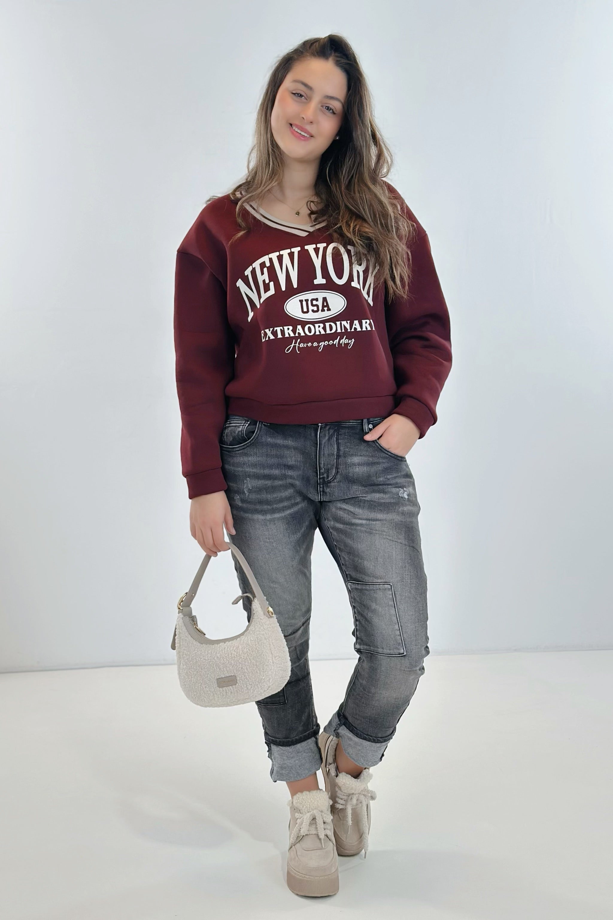 Coole Jeans mit Jeans-Patches, schwarz-used