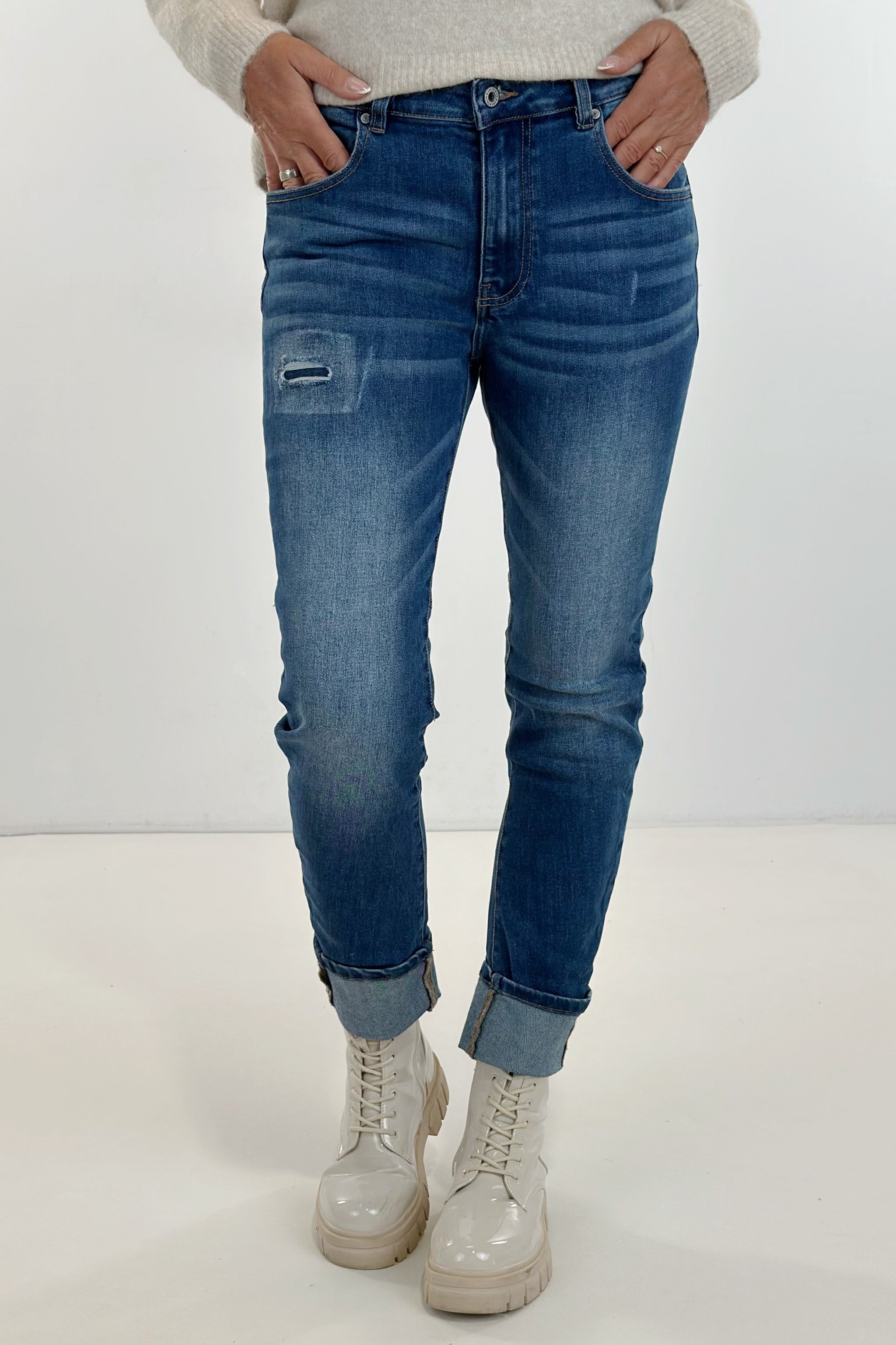 Coole Basic-Jeans, denim used
