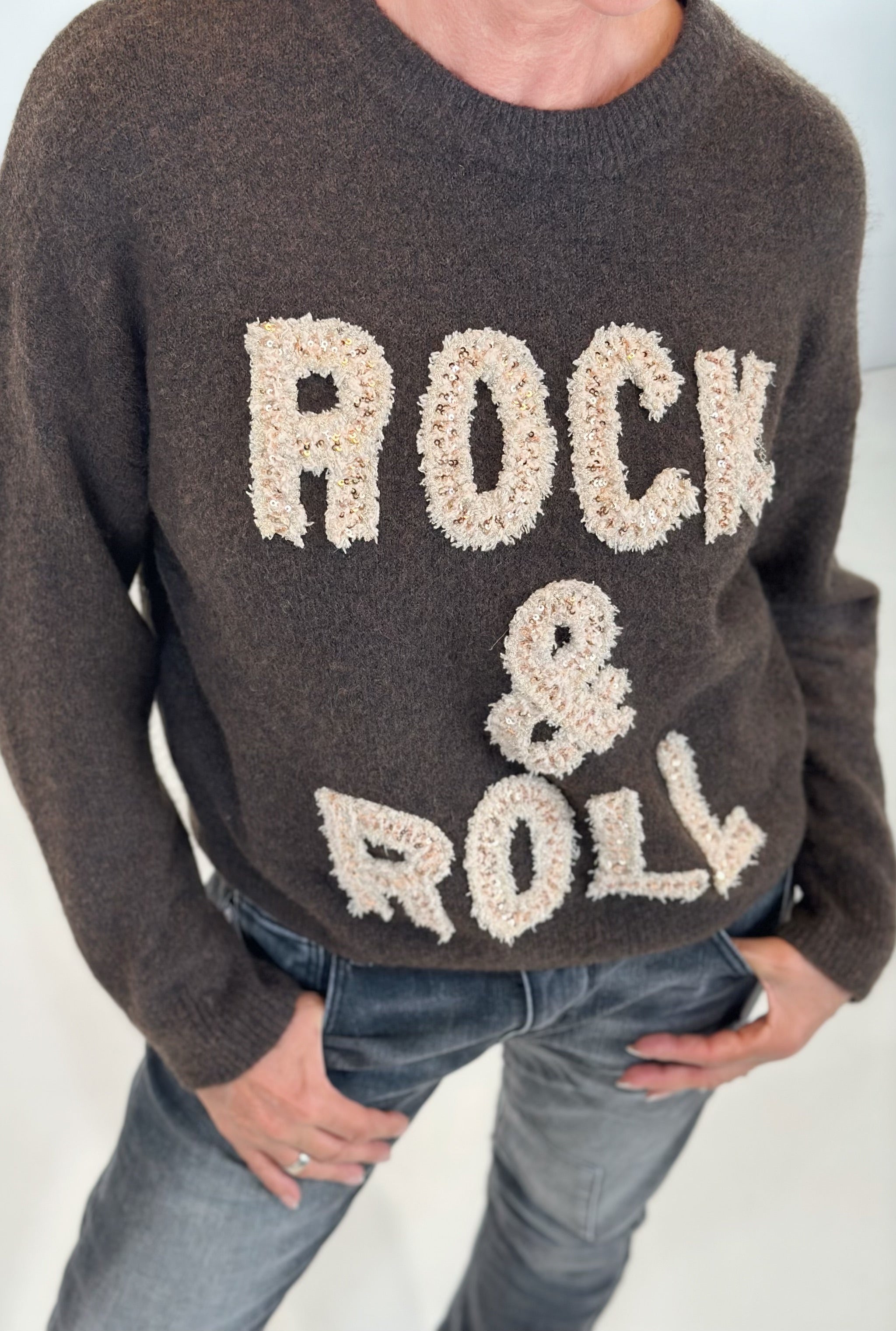 Strickpulli ROCK & ROLL, dunkelbraun