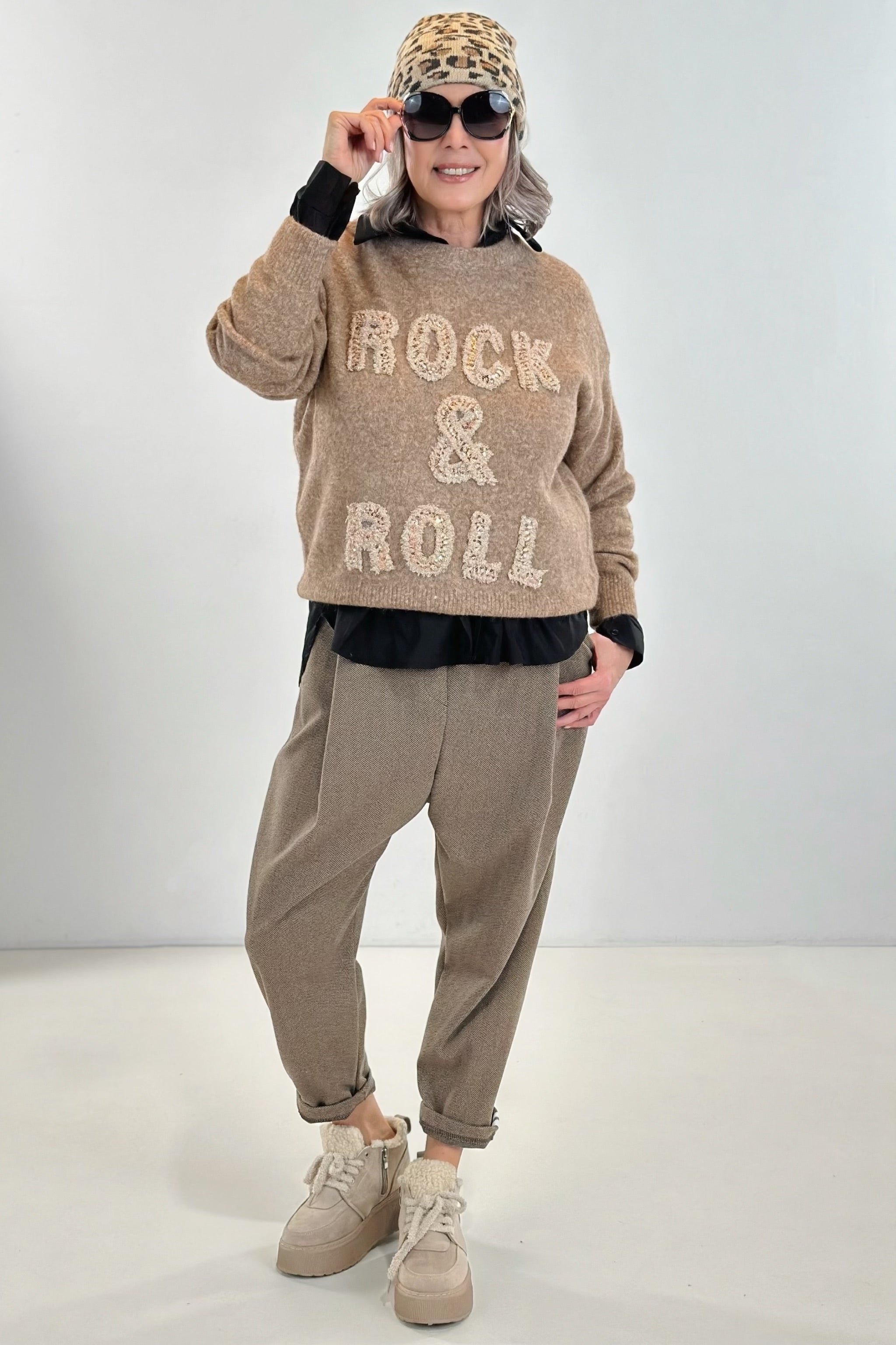 Strickpulli ROCK & ROLL, camel