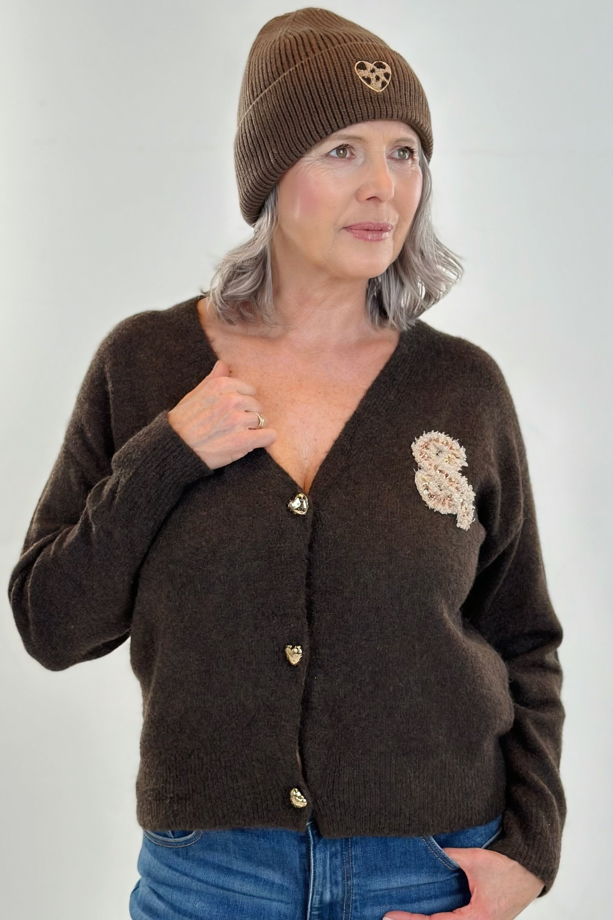 Cardigan ROCK & ROLL, dunkelbraun