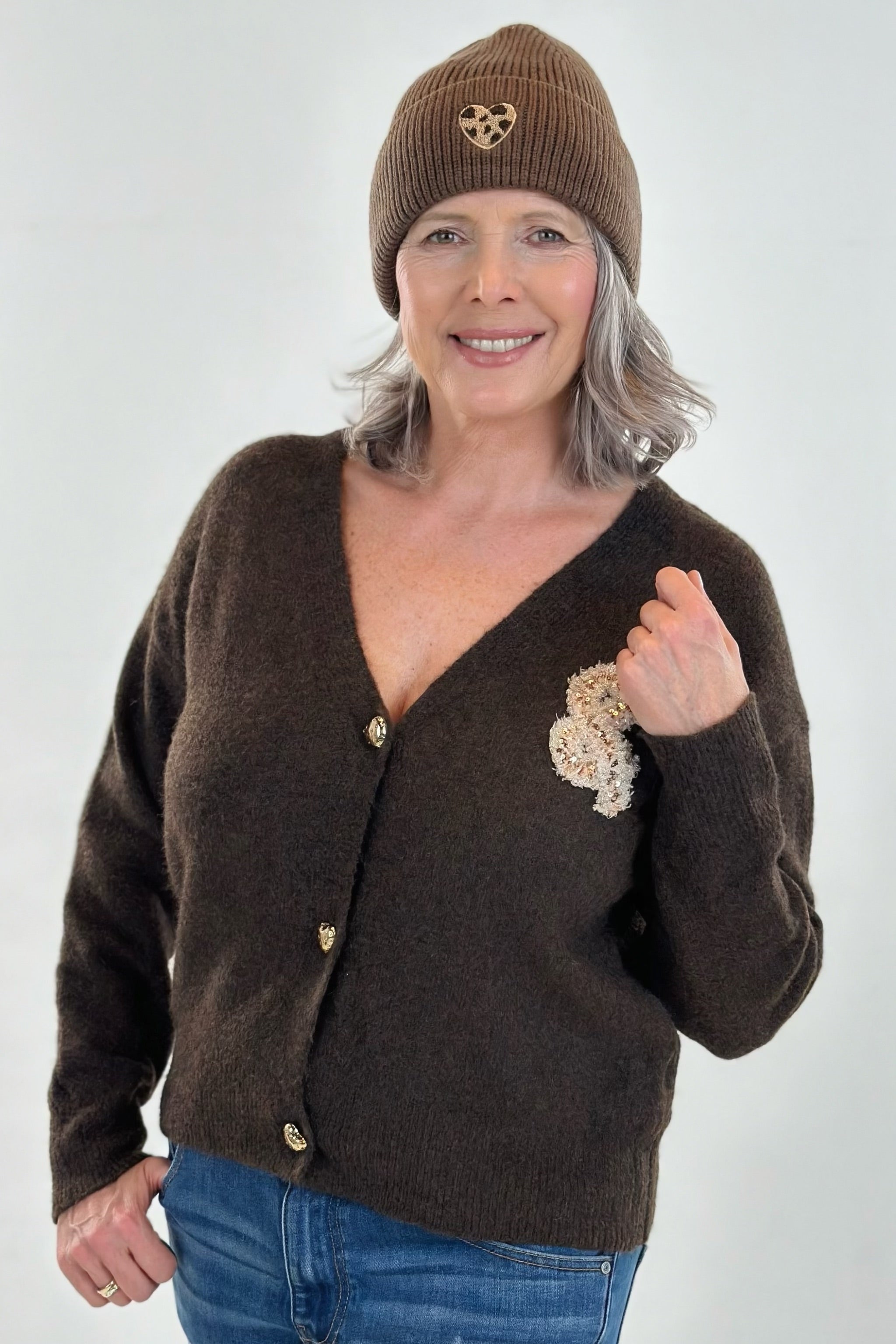 Cardigan ROCK & ROLL, dunkelbraun