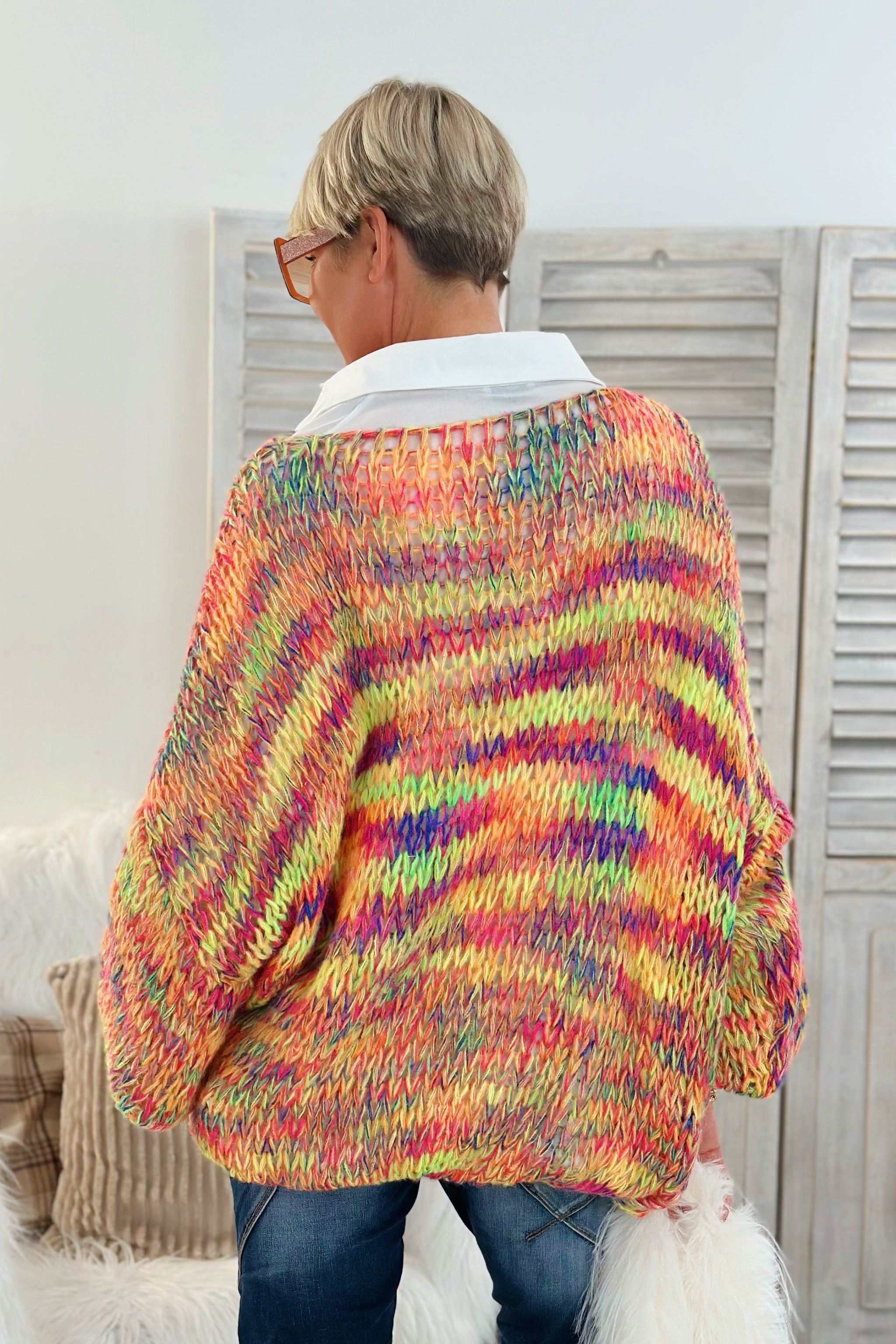 Lockerer oversized Strickpullover, bunt