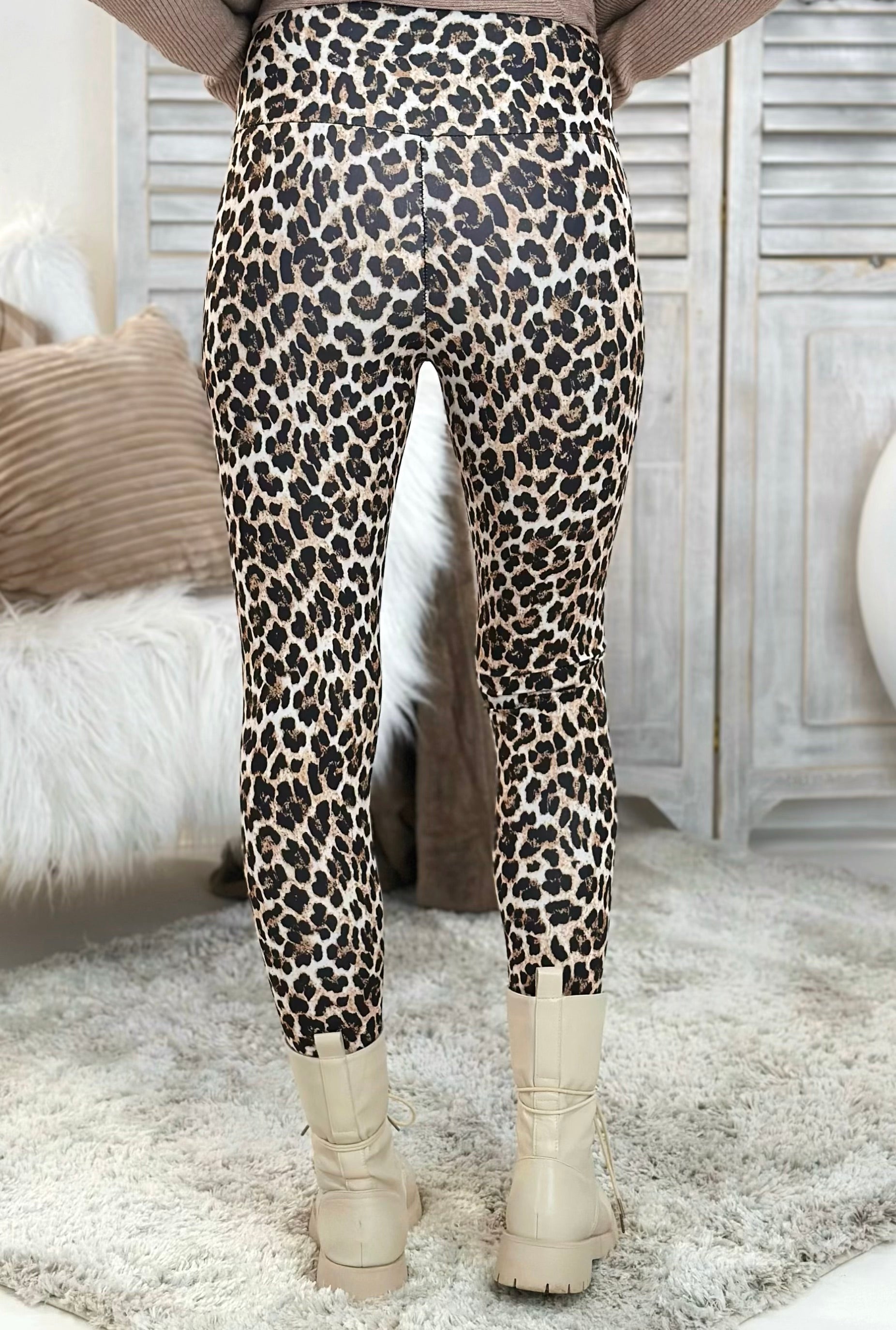 Leggings im Leo-Look, beige-schwarz-leo