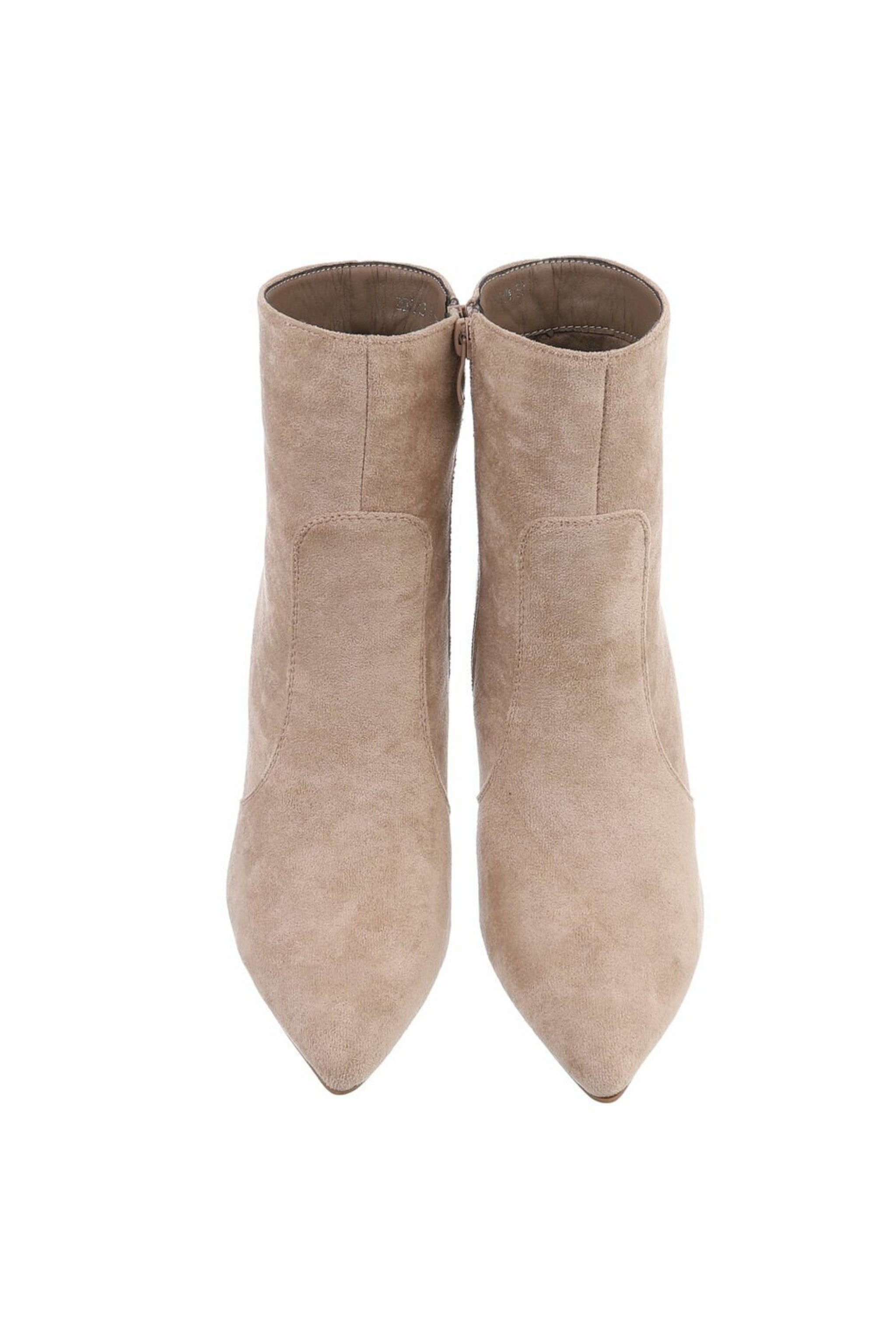 High-Heel Stiefelette in Wildlederoptik, beige