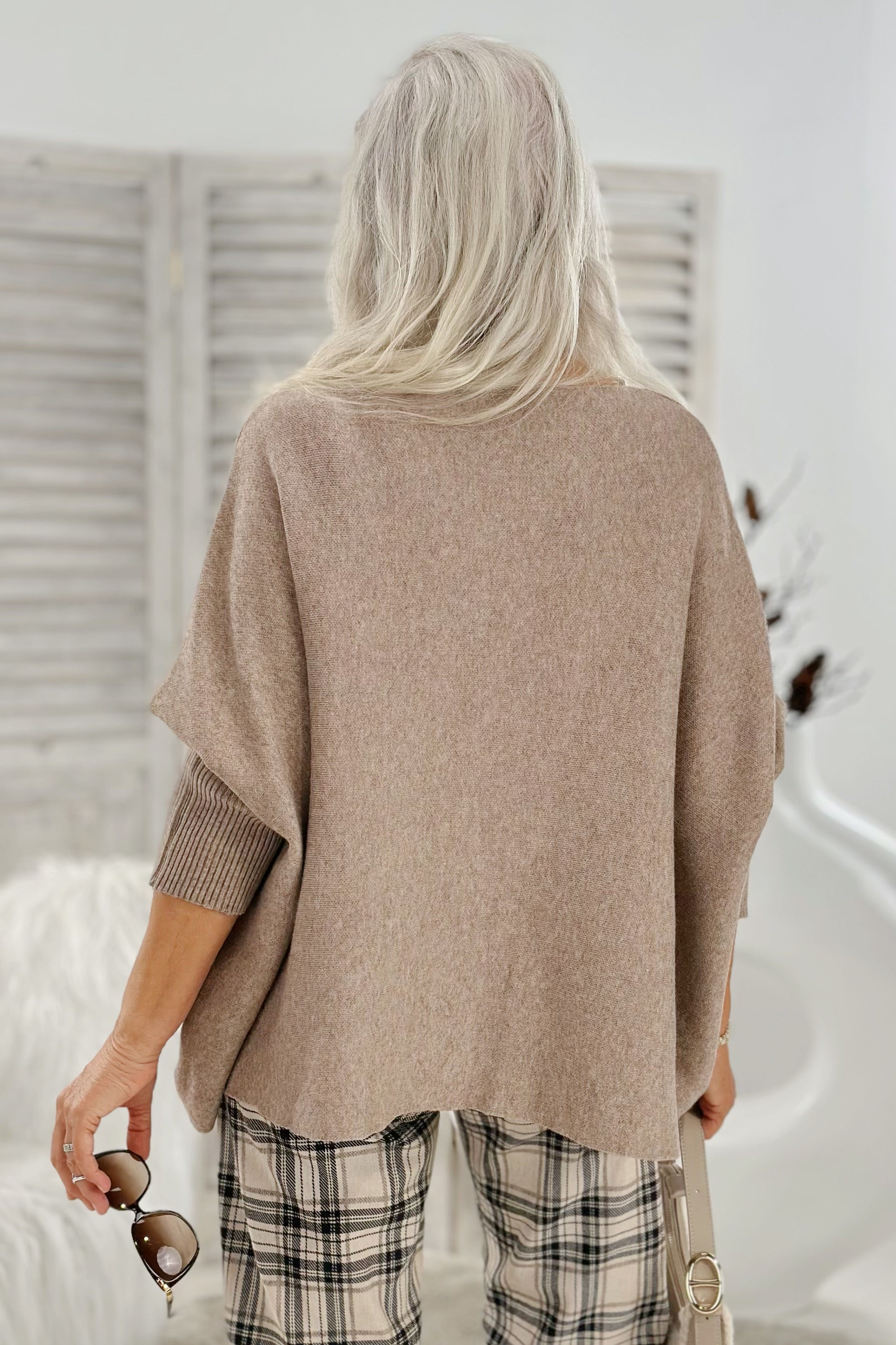 Oversized Pulli - quergestrickt, taupe