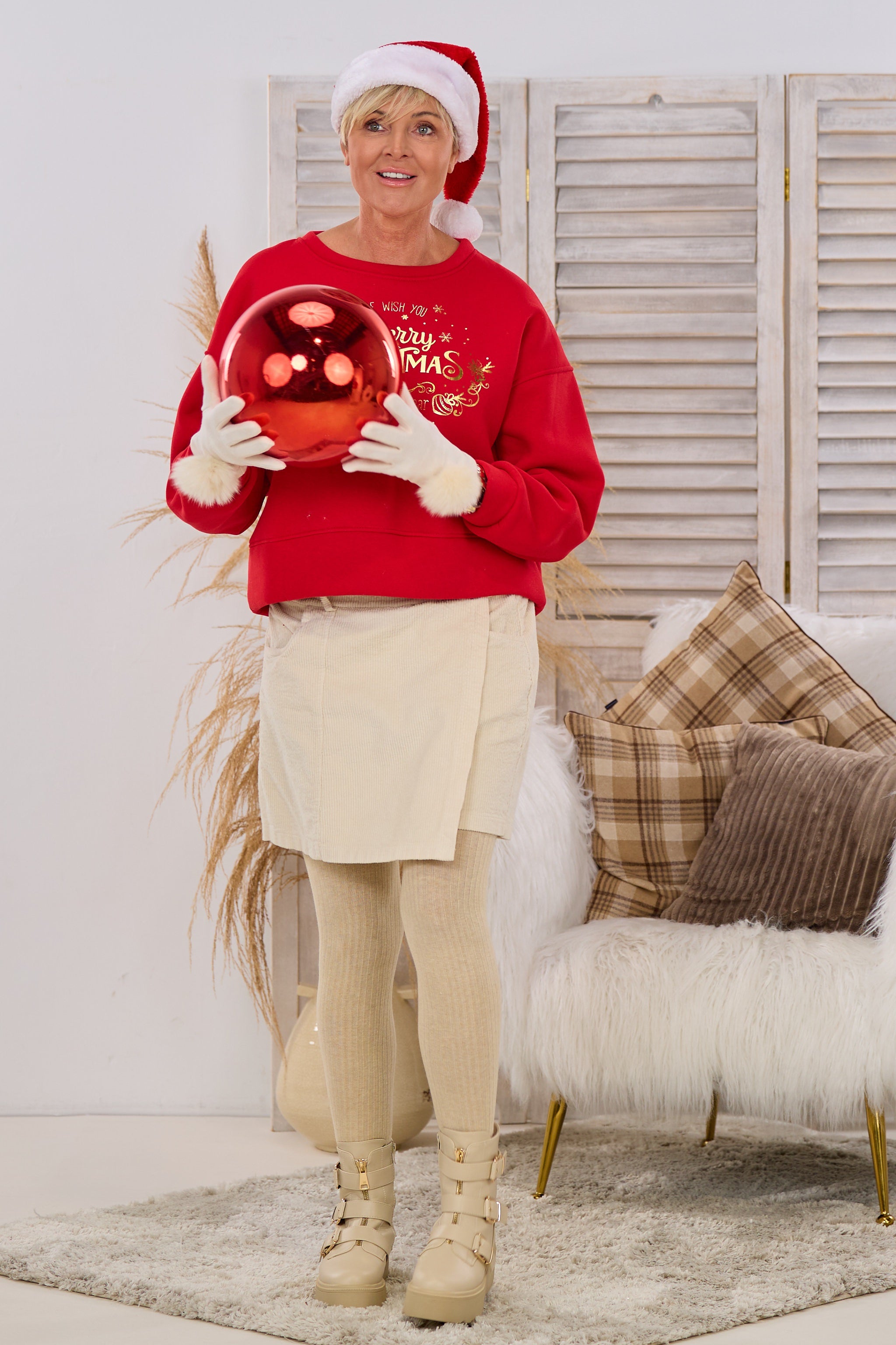 Sweaty mit goldfarbenem Druck, rot-gold