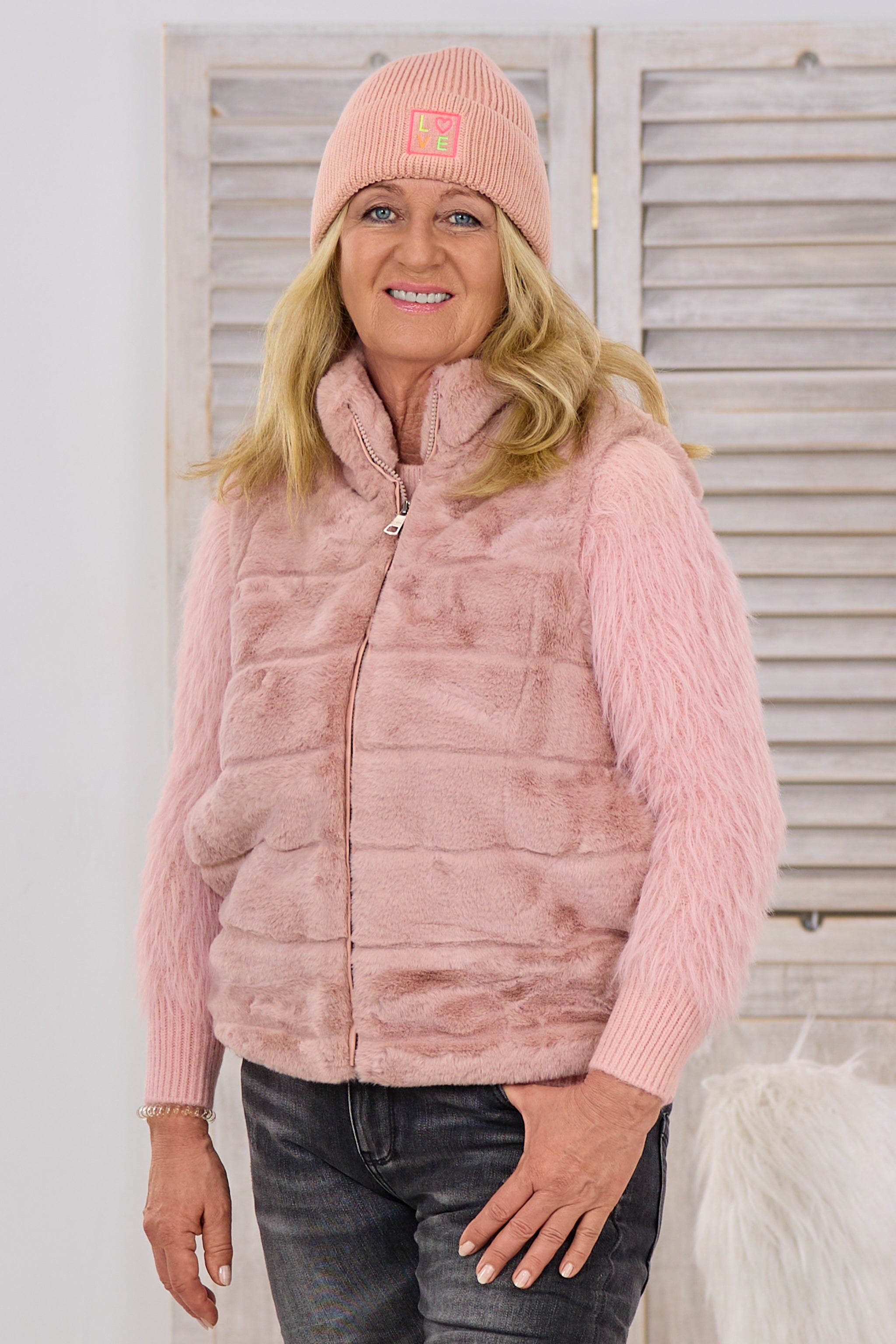 Kuschelige Fellweste, altrosa