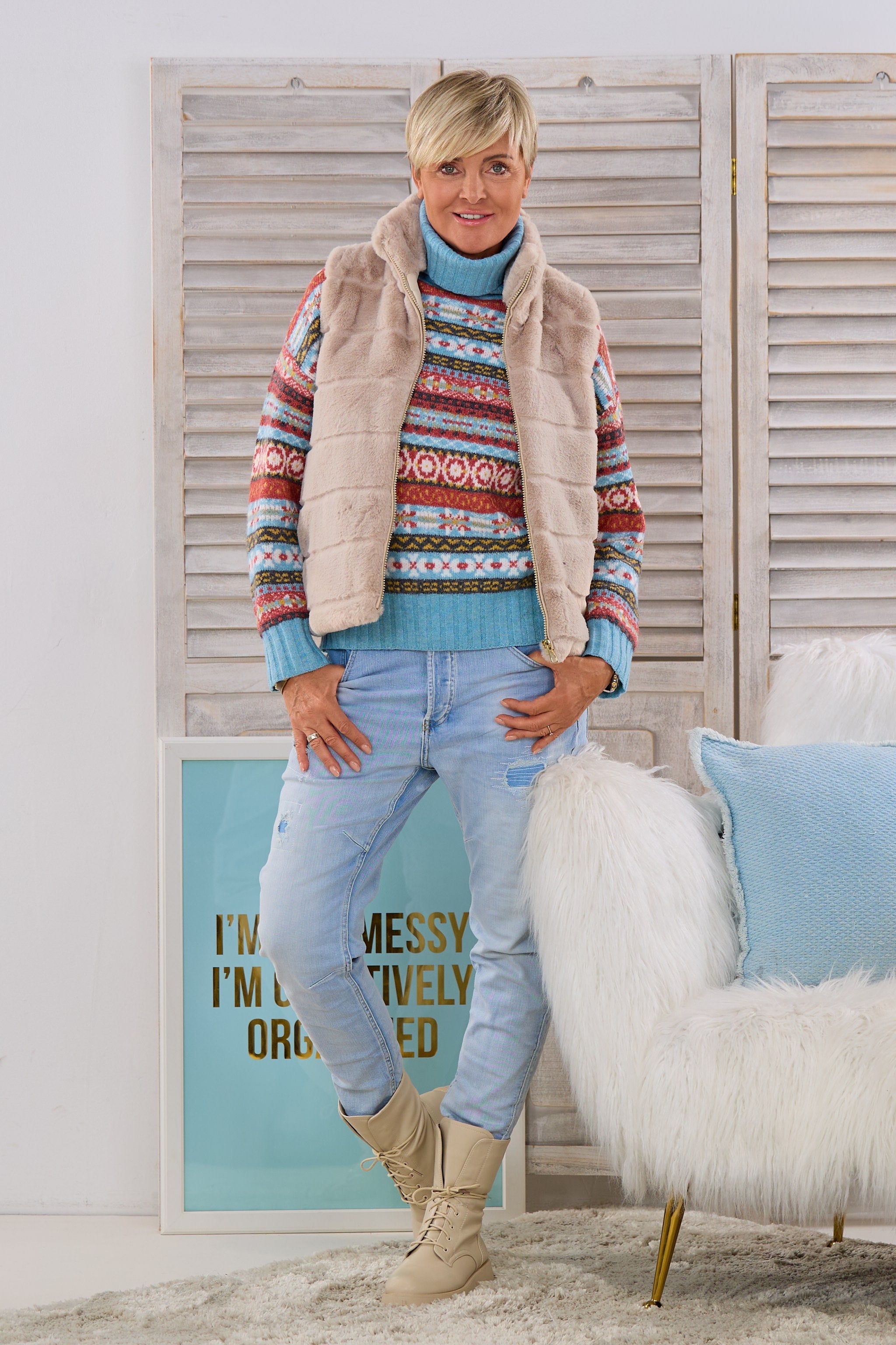 Kuschelige Fellweste, beige