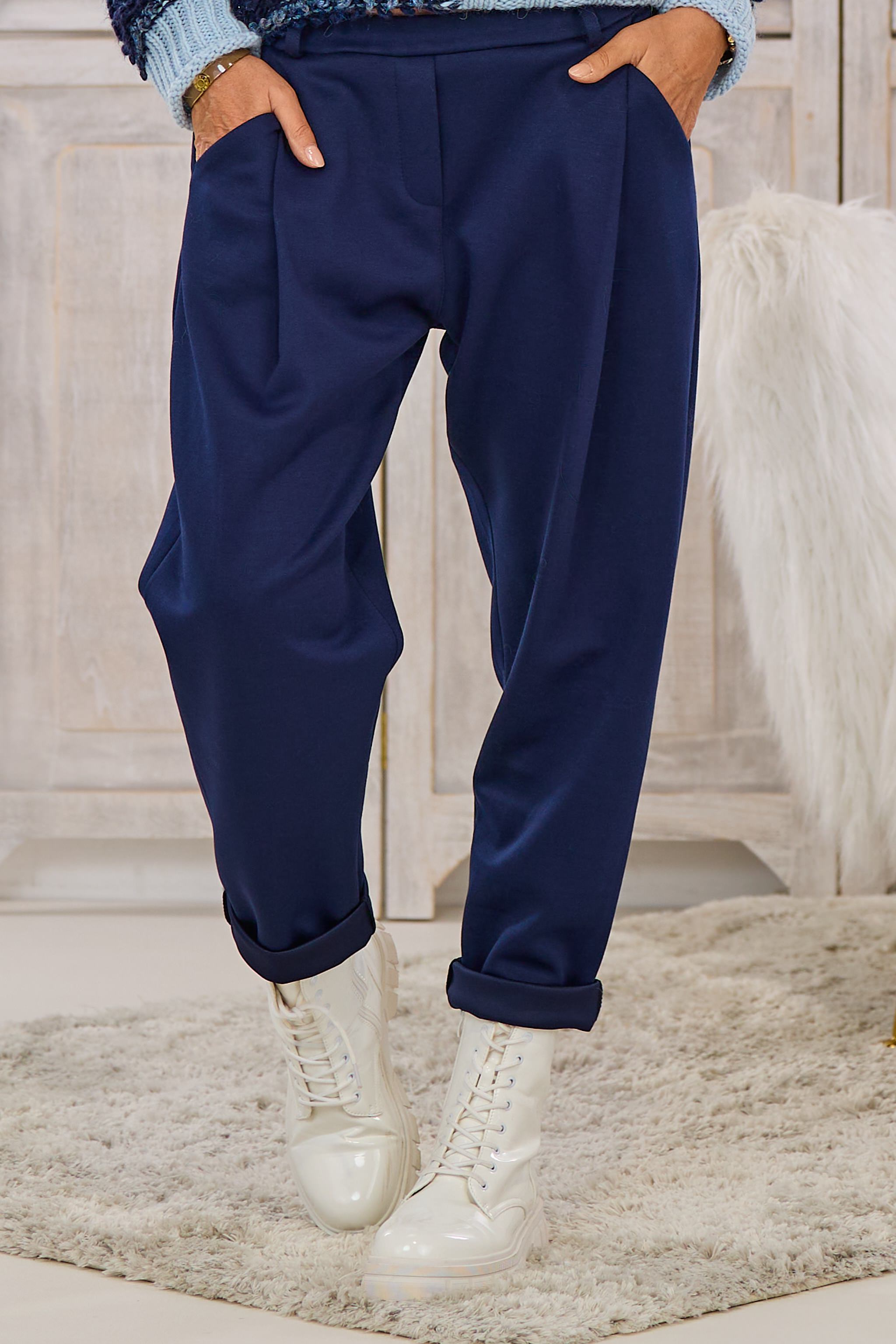 Elegante Baggy Hose, dunkelblau