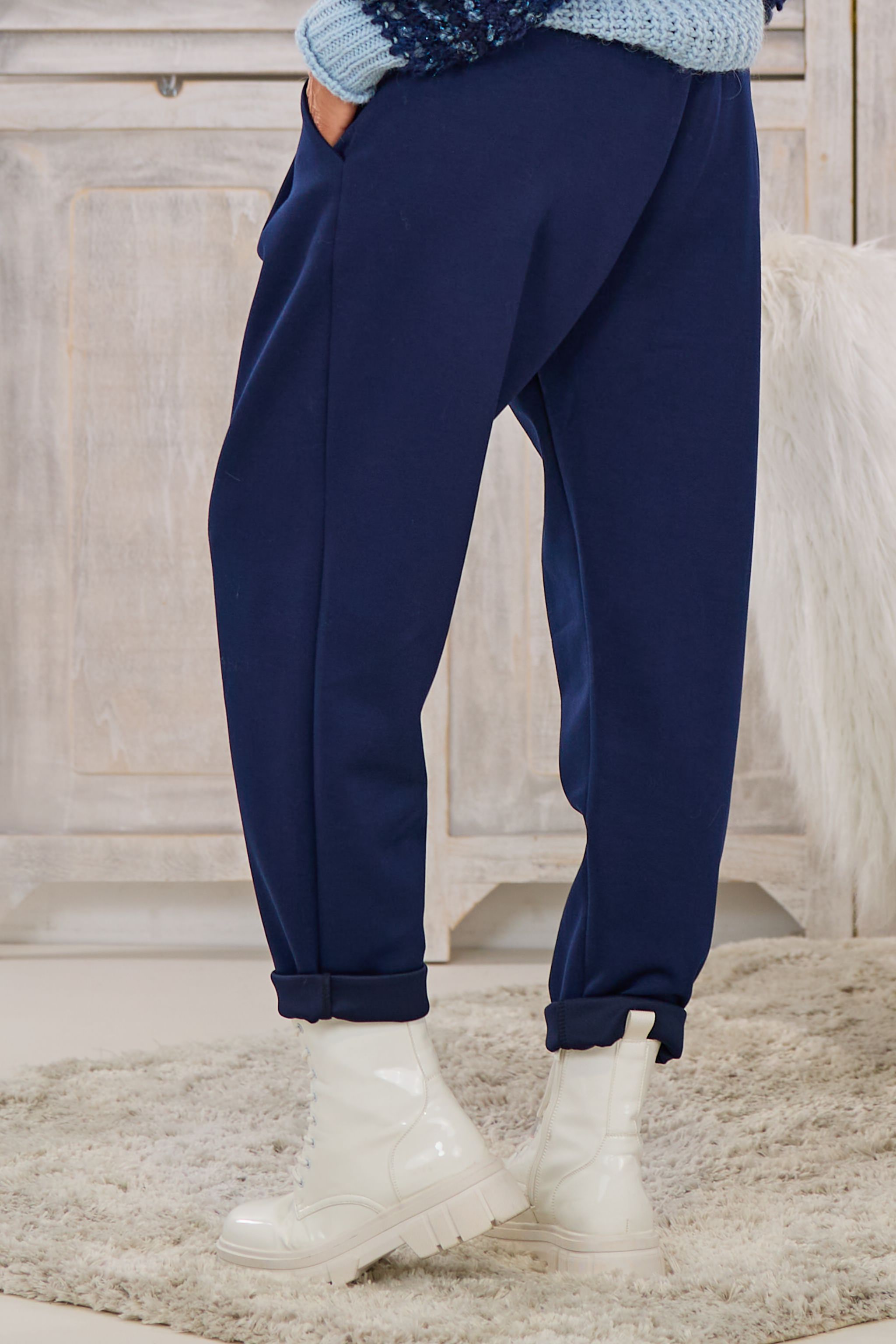 Elegante Baggy Hose, dunkelblau