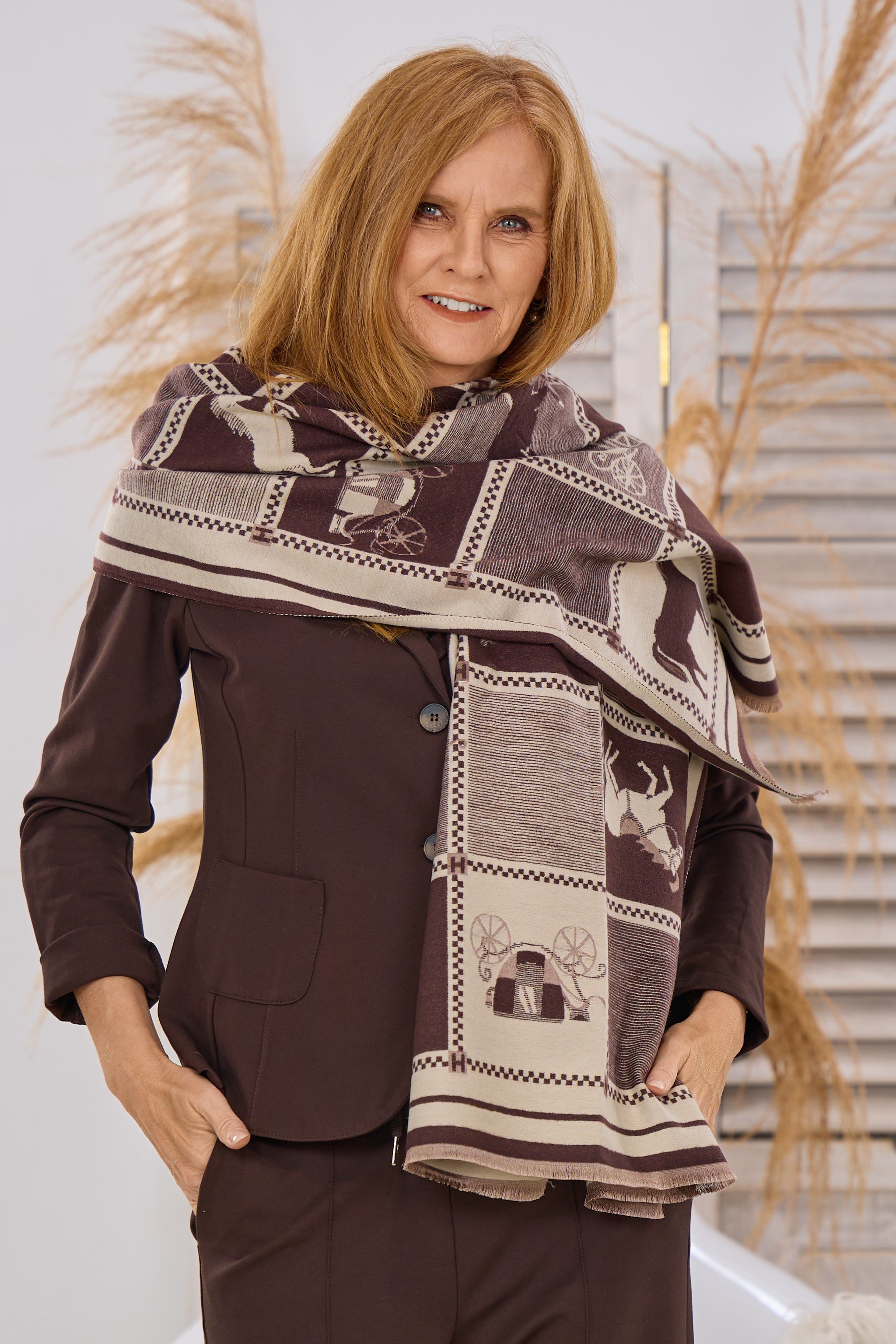 Schal HORSE, braun-beige