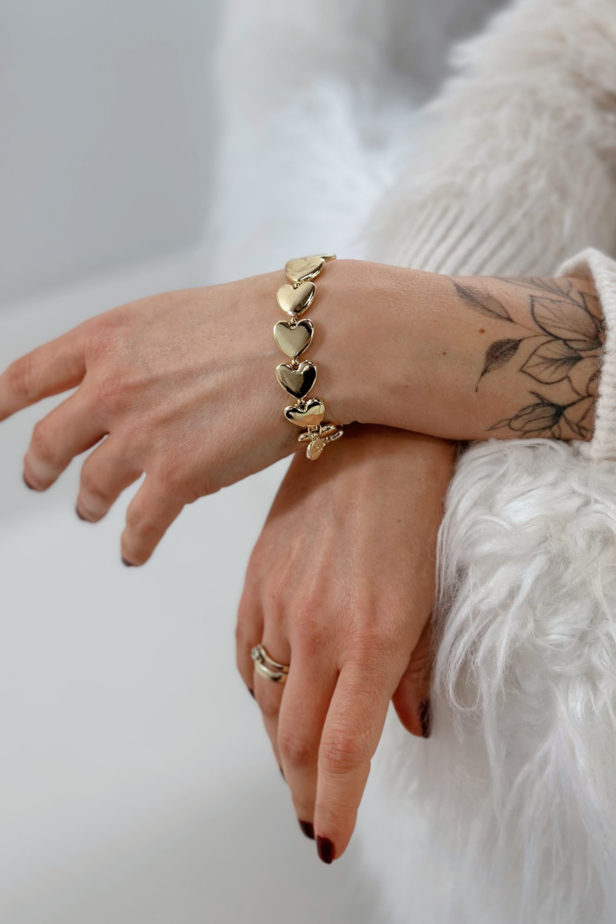 Armband HEARTS, groß, gold