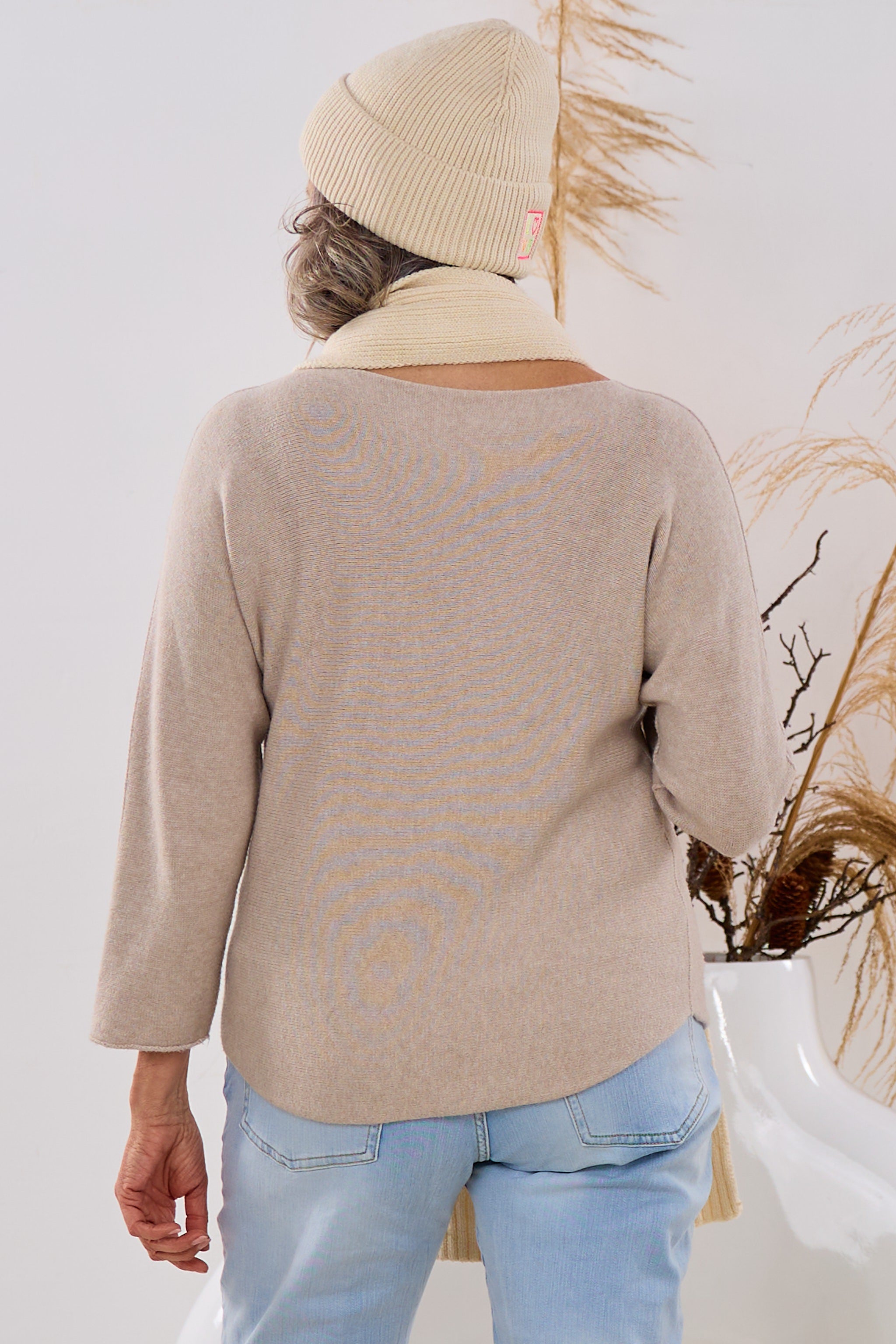 quergestrickter Pulli HIRSCH, beige