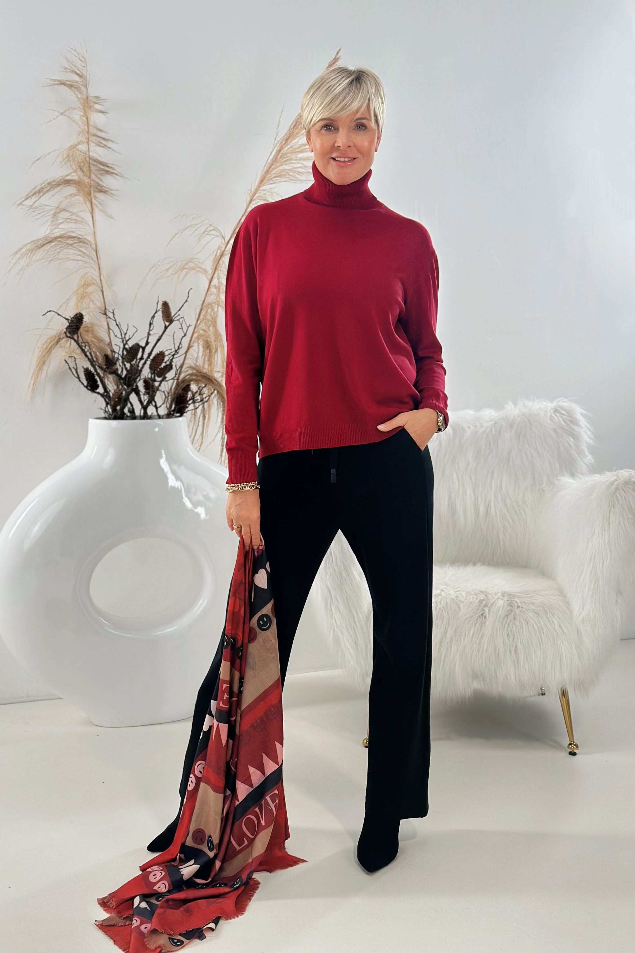 Rollkragen Pulli "Senora", bordeaux