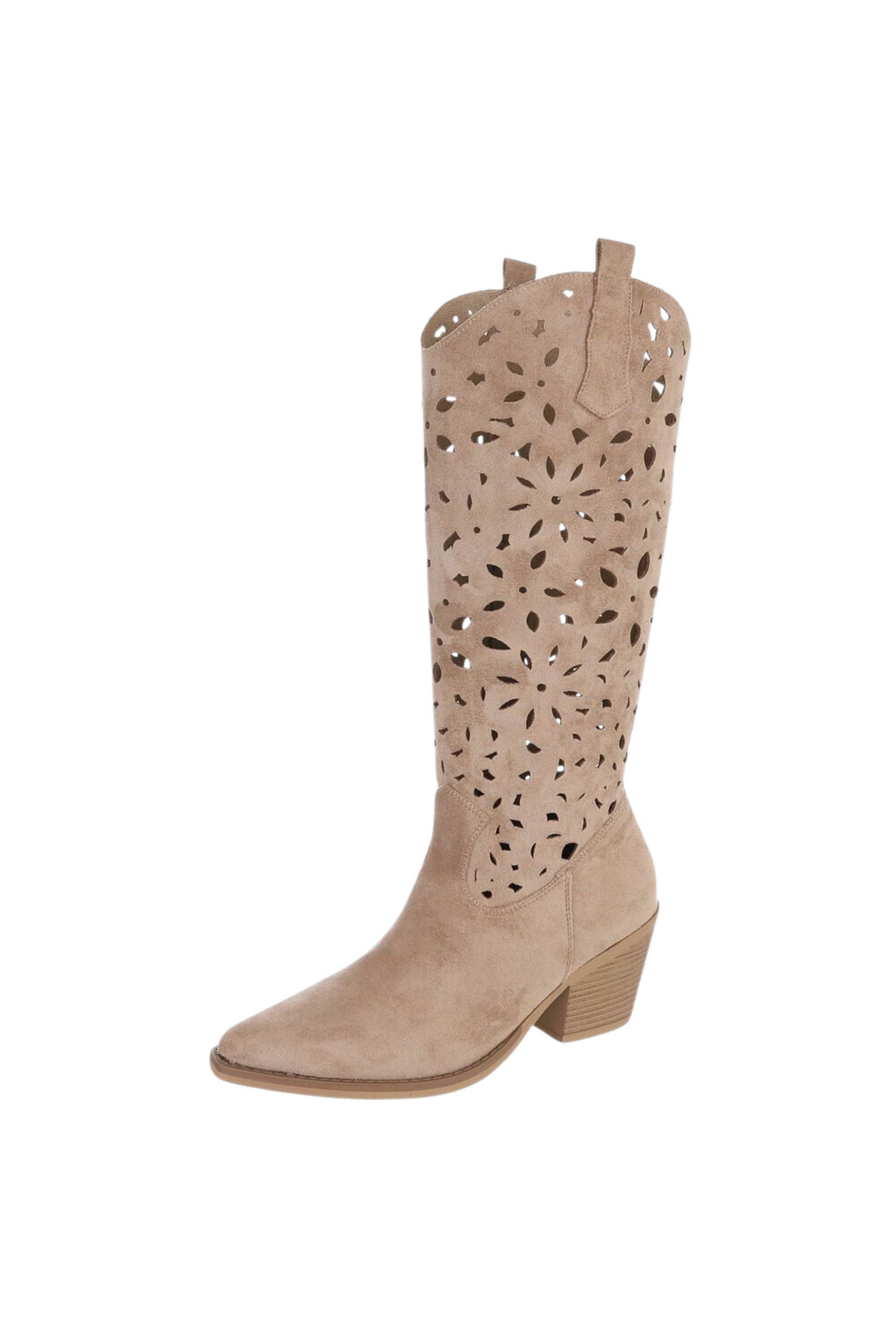 Cowboystiefel mit Cut-Outs, hellbraun