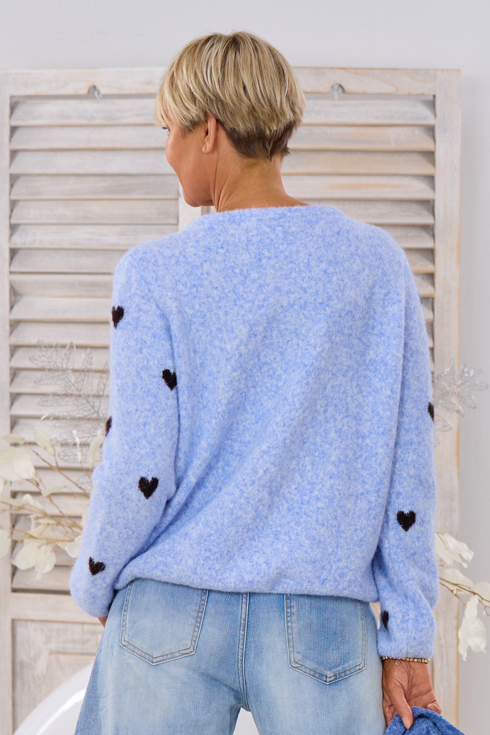 kuscheliger Cardigan mit Herzen, hellblau