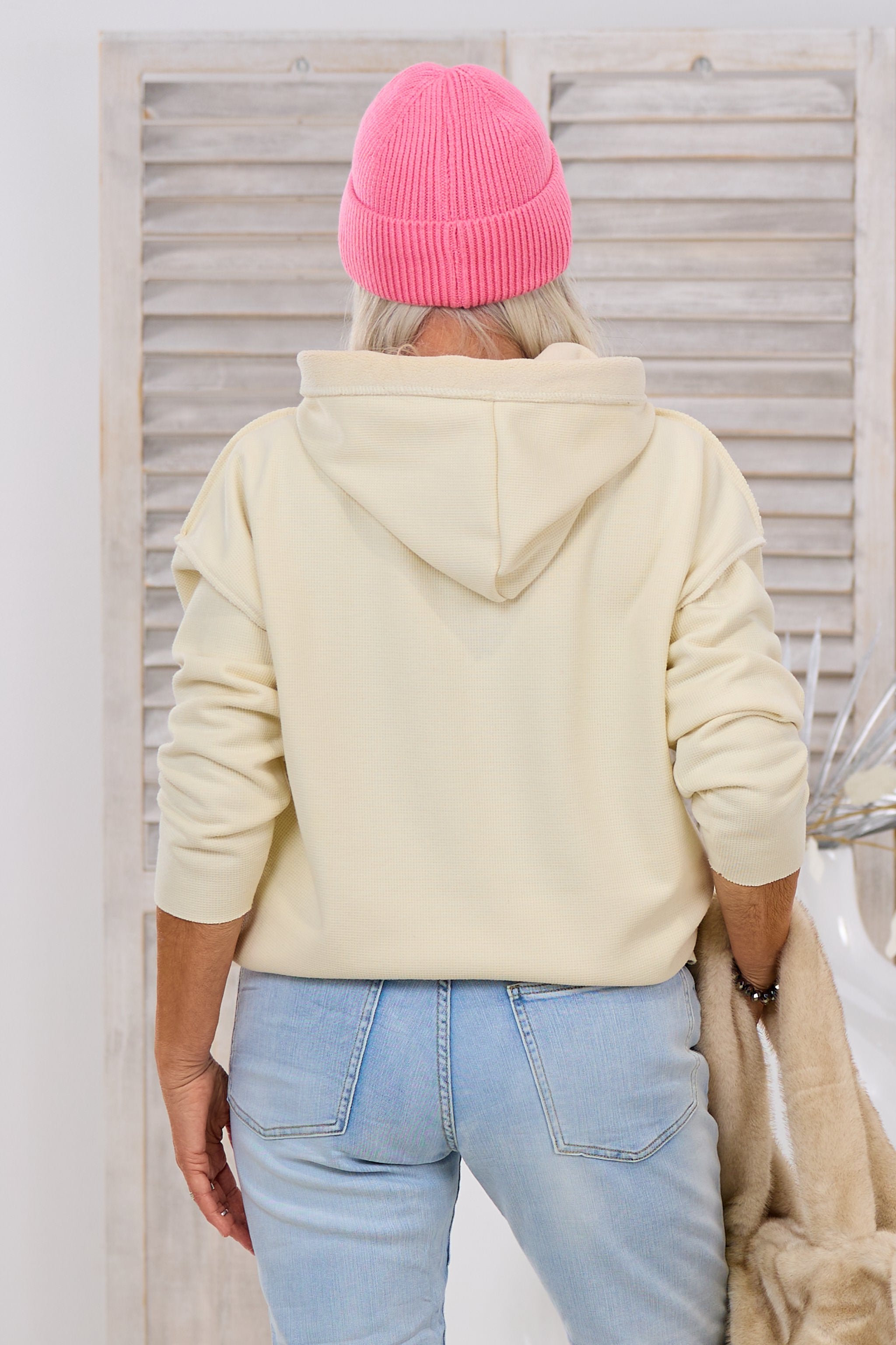 Hoodie mit Waffelmuster PARIS, creme