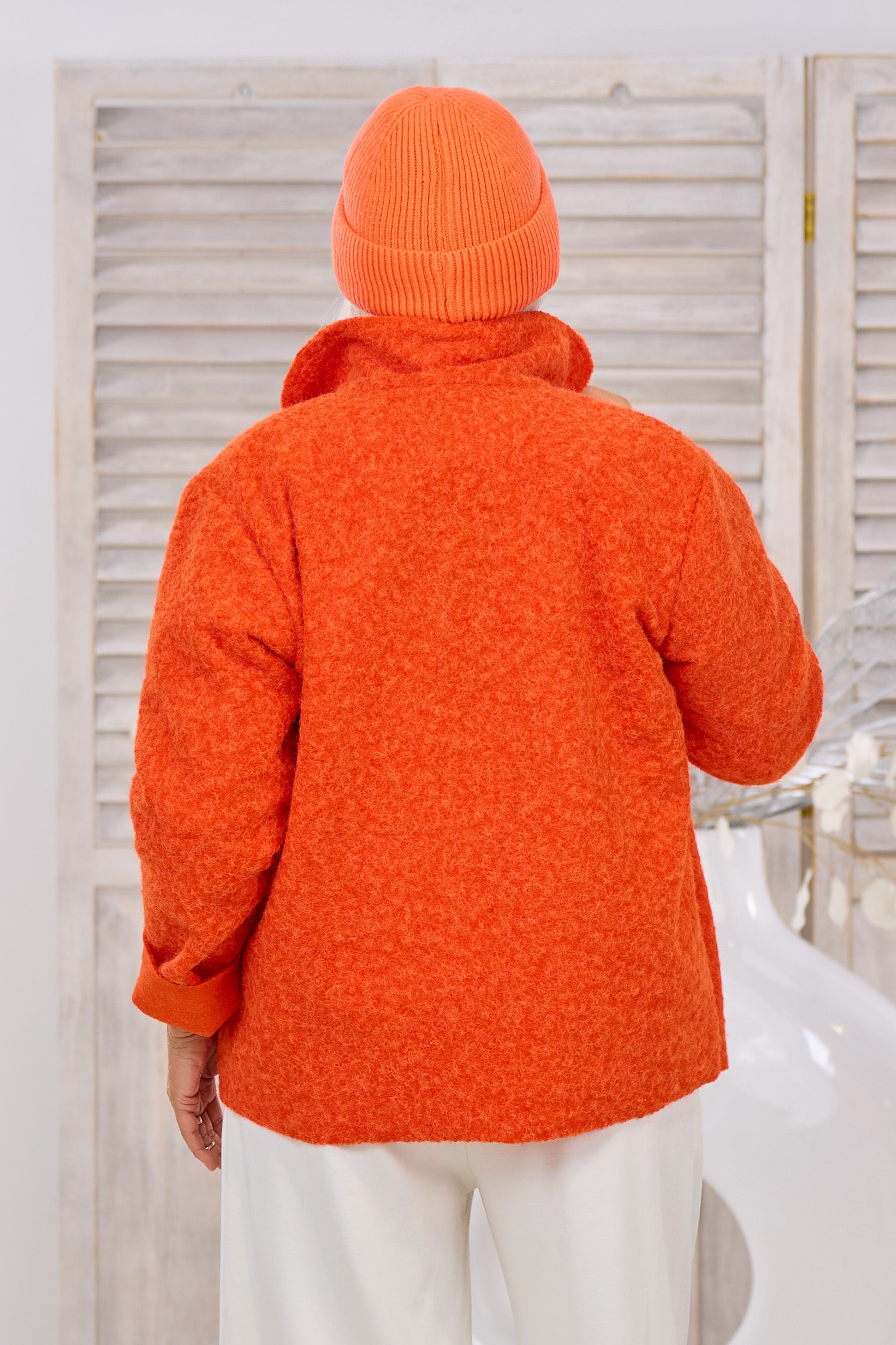 Kurzjacke in Woll-Optik, orange
