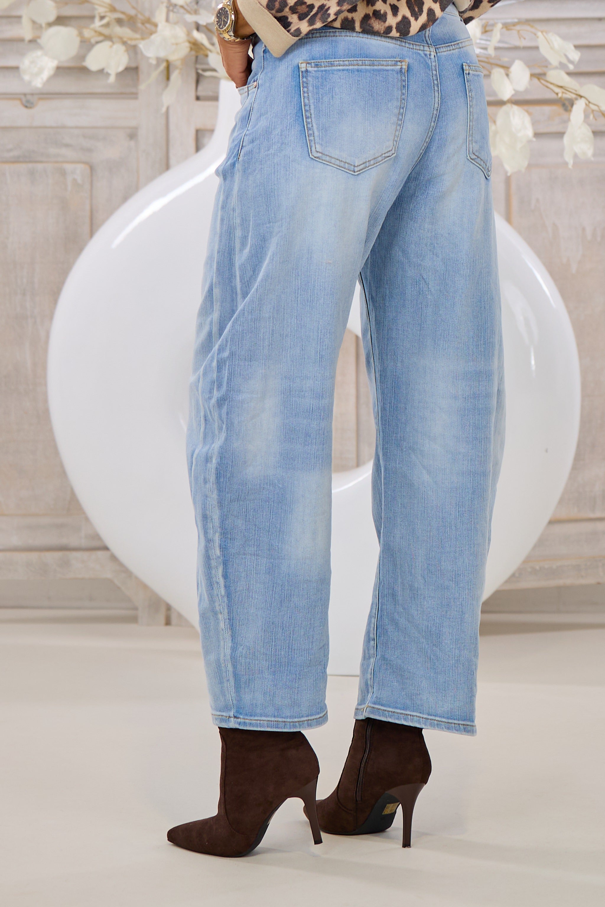 Mid Waist Balloon-Jeans, denim