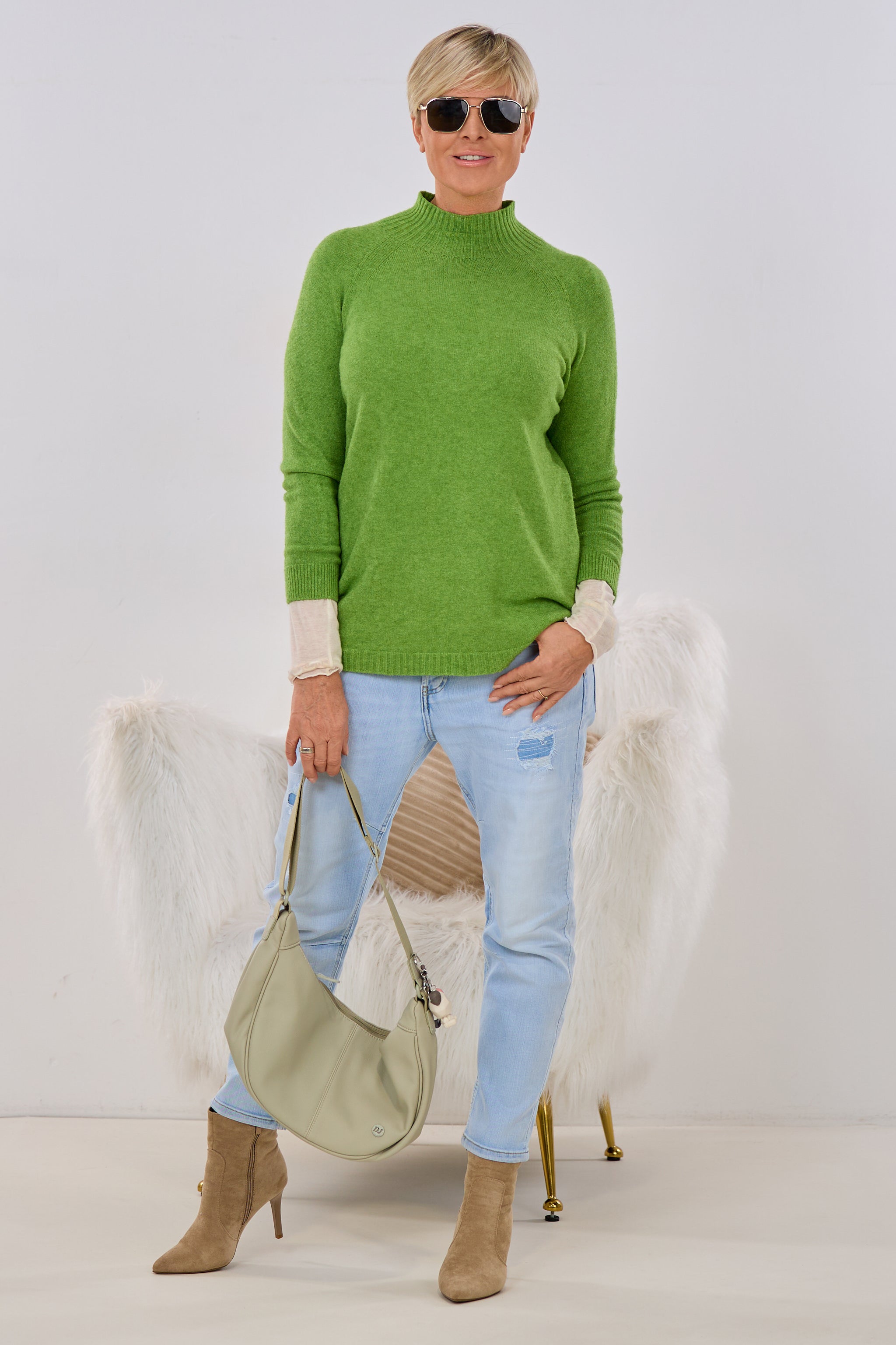 Strickpullover mit Turtleneck, grün