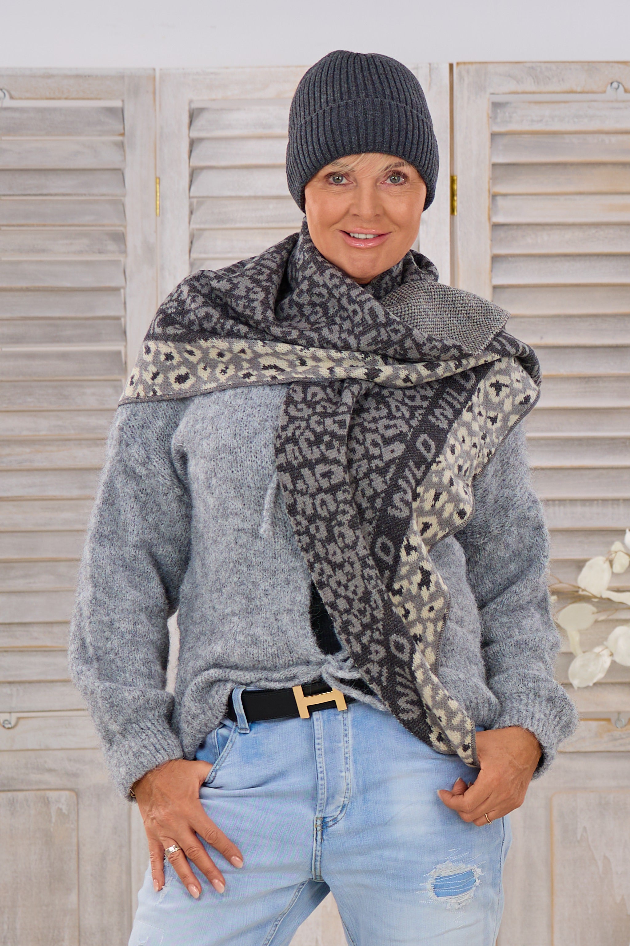 Dreiecksschal LEO, anthrazit-grau