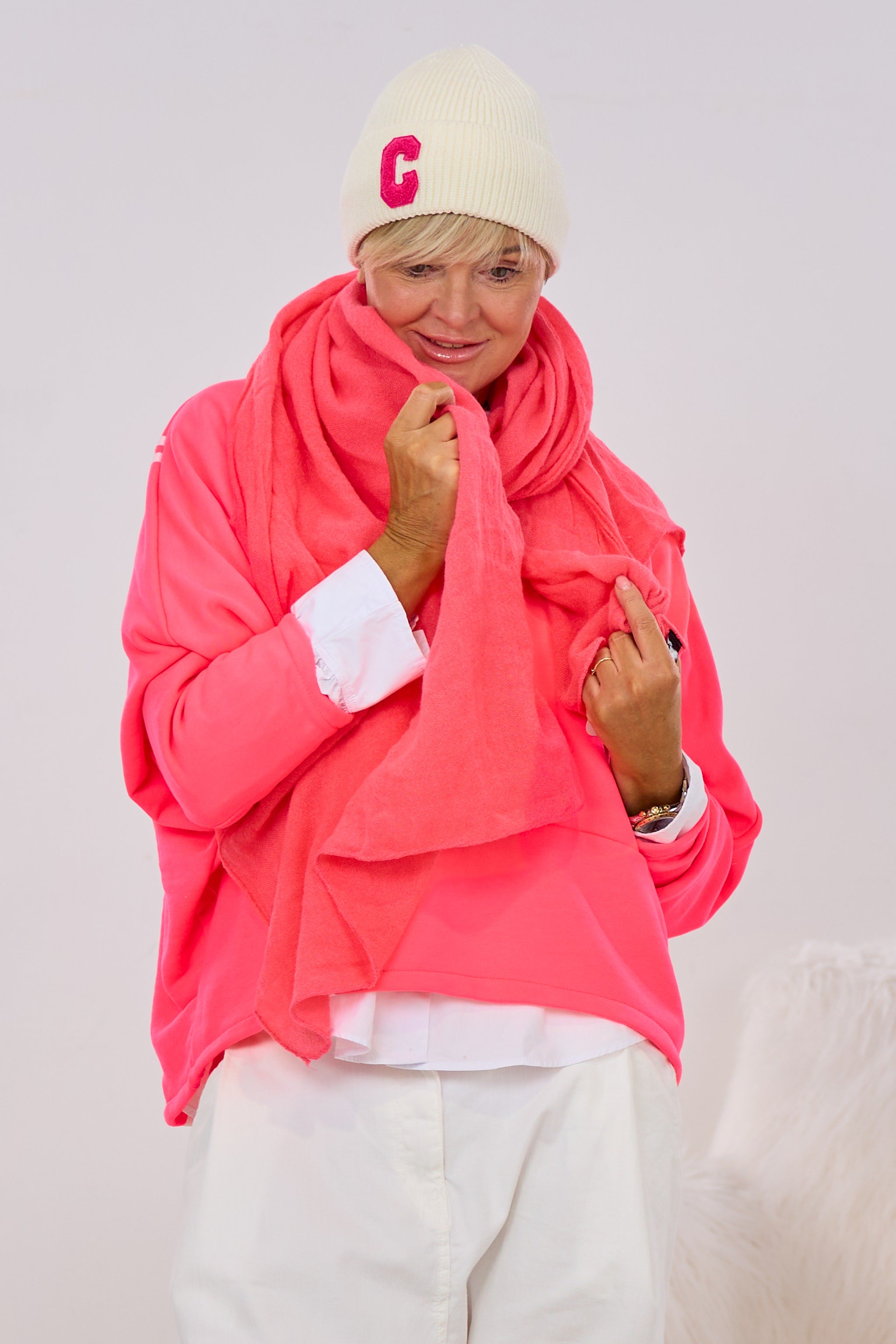 soft scarf, neon pink